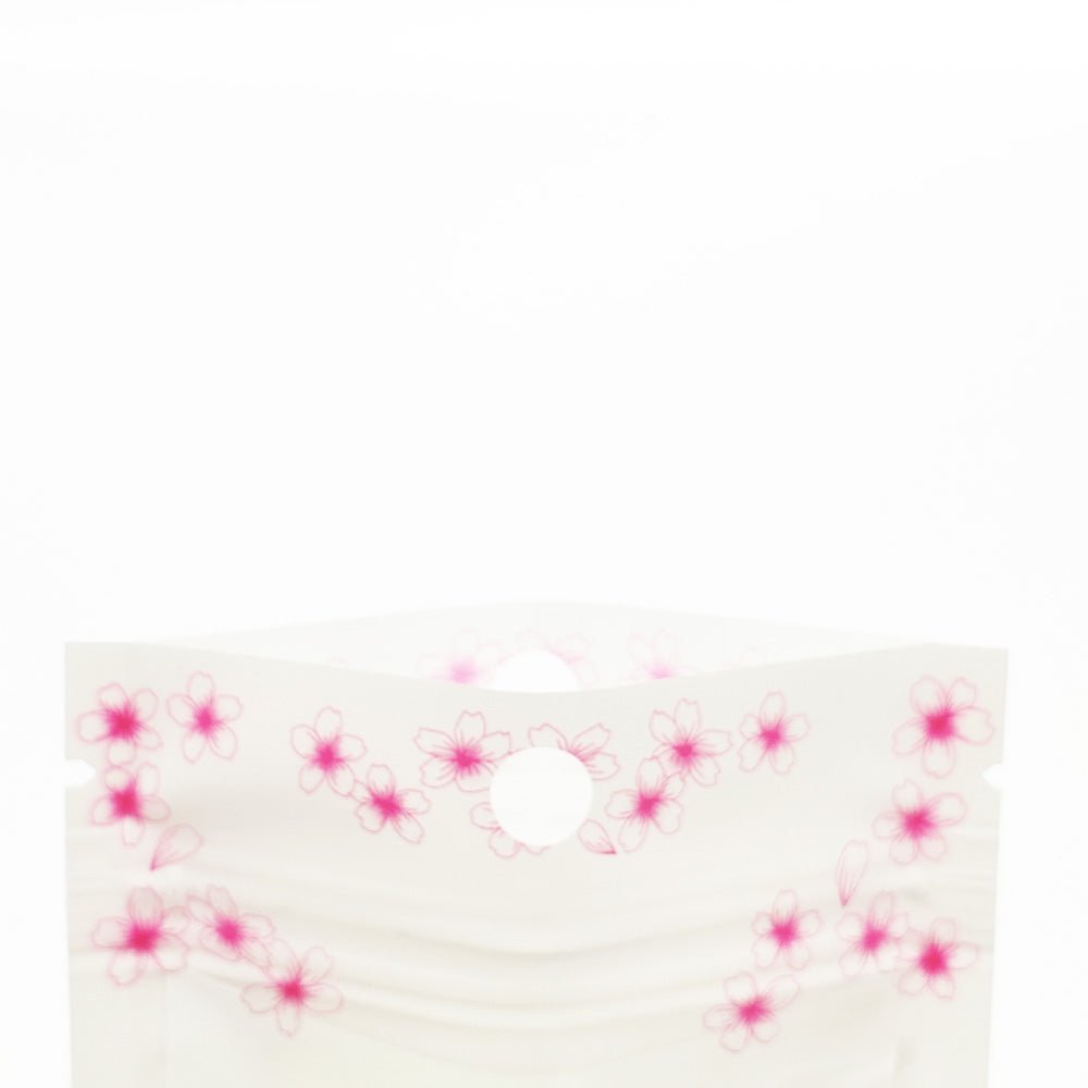 Glossy Floral White and Flower Border Design Polyethylene Flat Bags with Hang Hole - Katady packaging