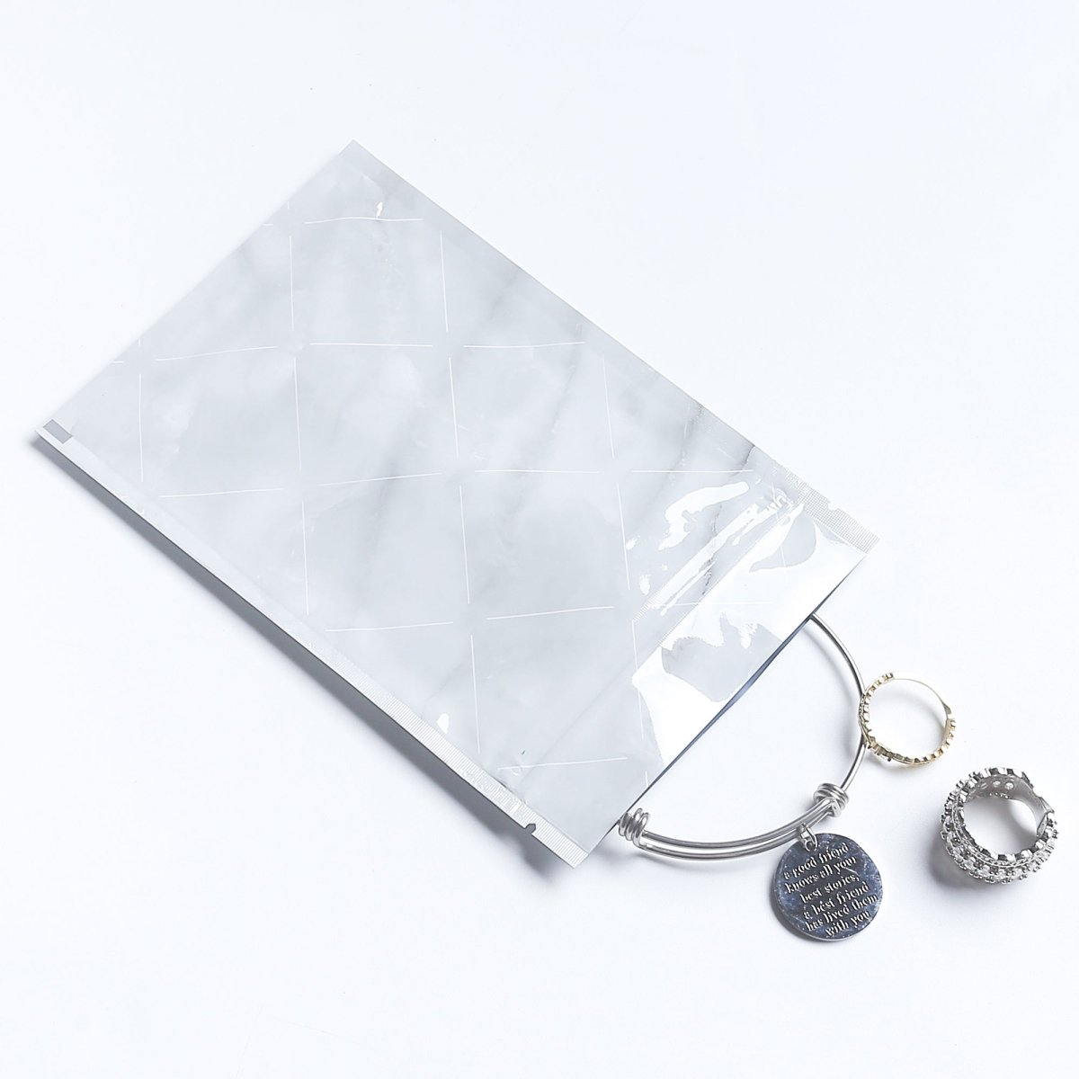 Glossy Grey Marble Metallic Foil Flat Bags - Katady packaging