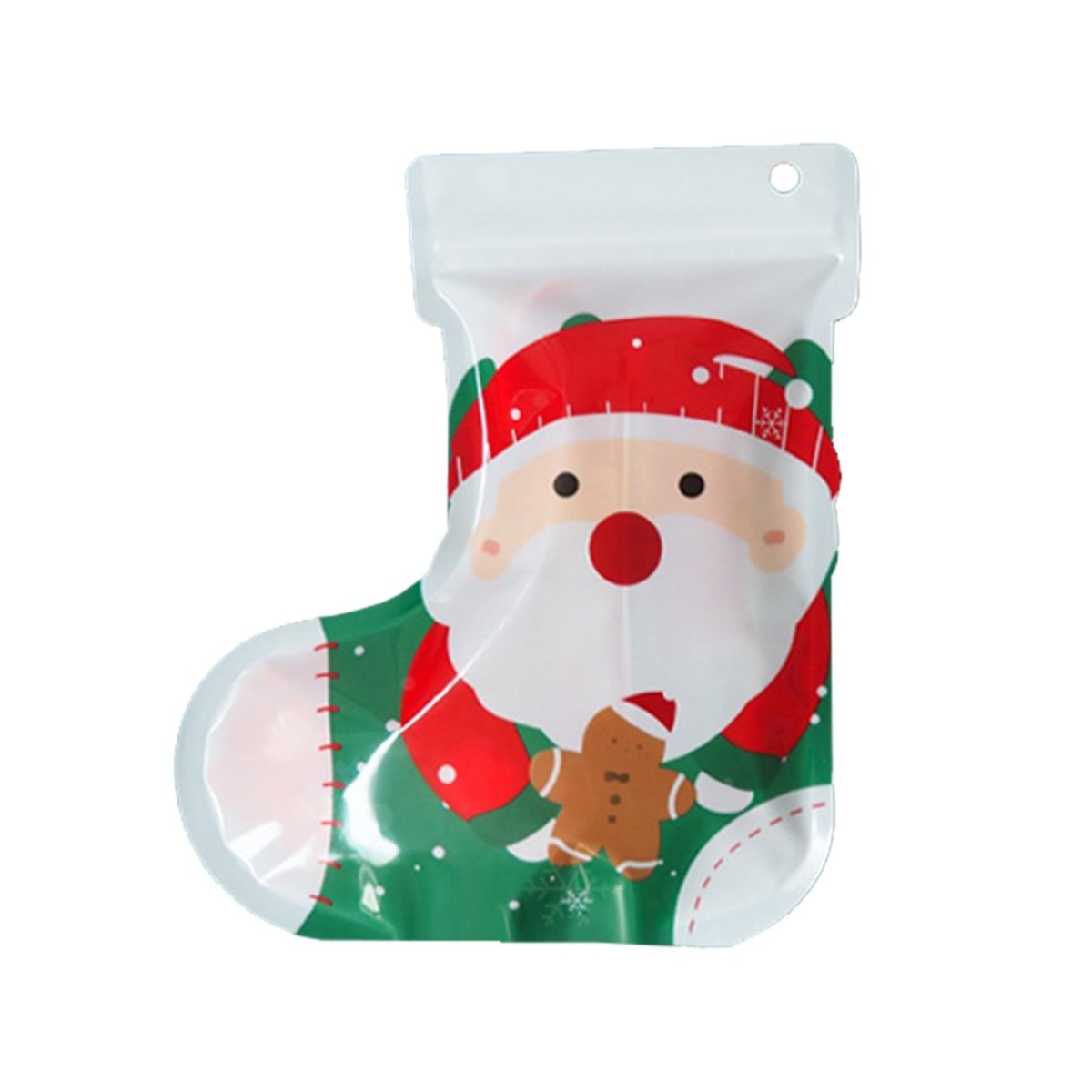 Christmas Die-Cut Designed Stocking Plastic Bags with Round Hang Hole - Katady packaging