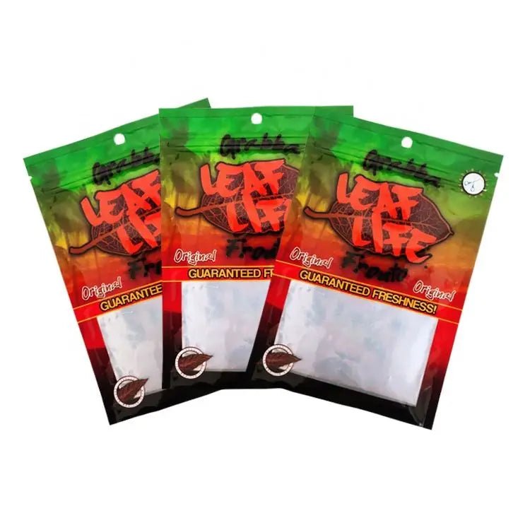 Custom Print Resealable Ziplock Plastic Smoking Leaf Packaging Bag