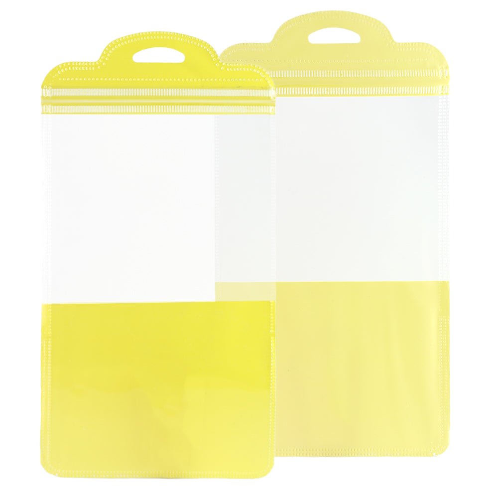 Glossy Clear Front and Half-Colored Design Bags with Semi Circular Hang Hole - Katady packaging