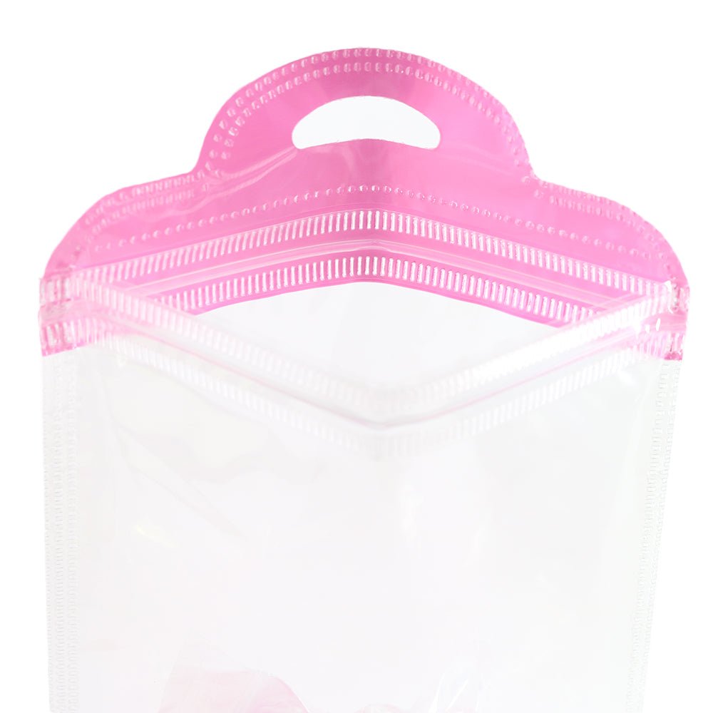 Glossy Clear Front and Half-Colored Design Bags with Semi Circular Hang Hole - Katady packaging