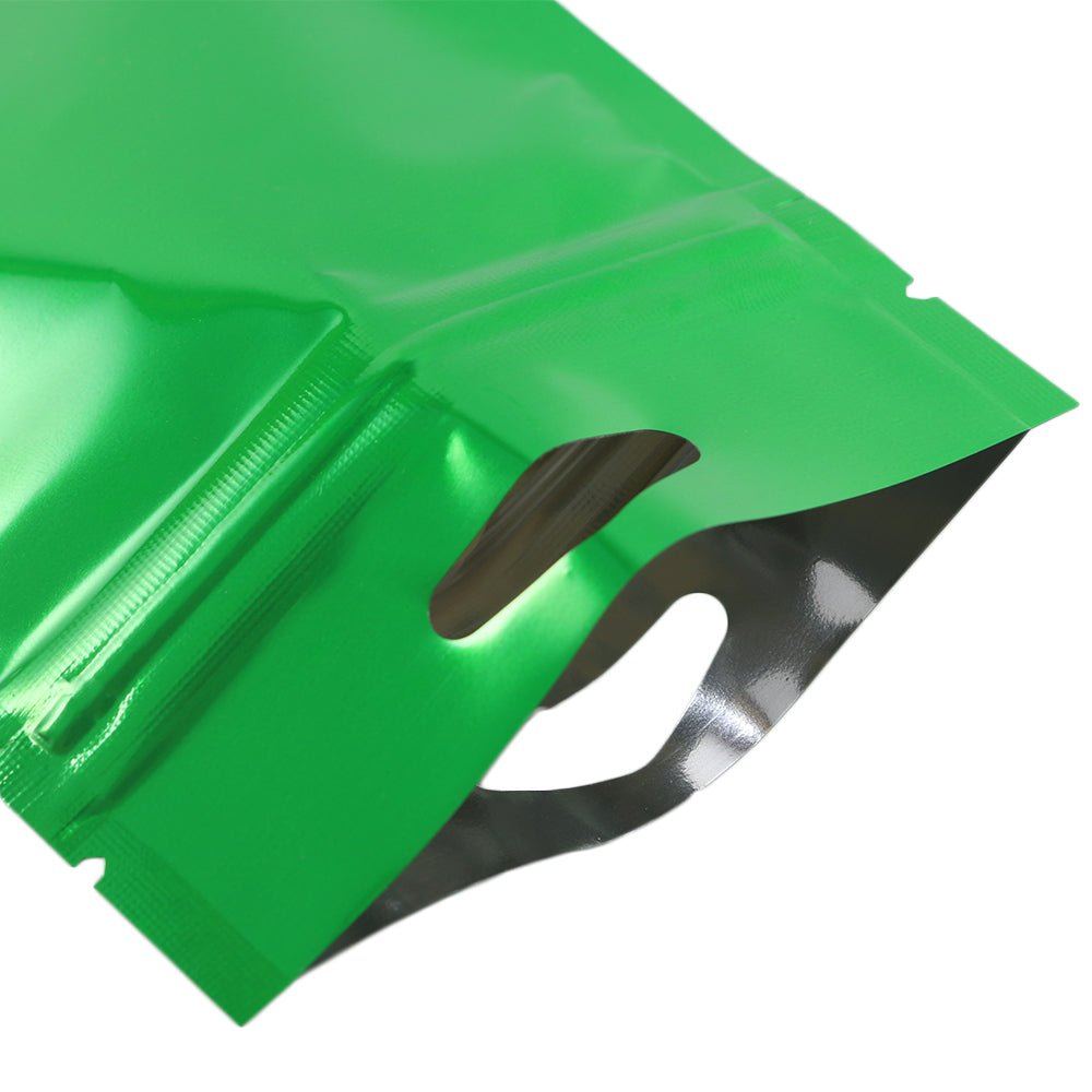 Glossy Double-Sided Mylar Foil Bags with Triangle Hang Hole - Katady packaging