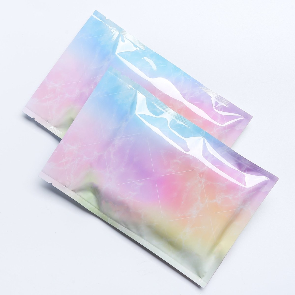 Glossy Rainbow Marble Metallic Foil Flat Bags - Katady packaging