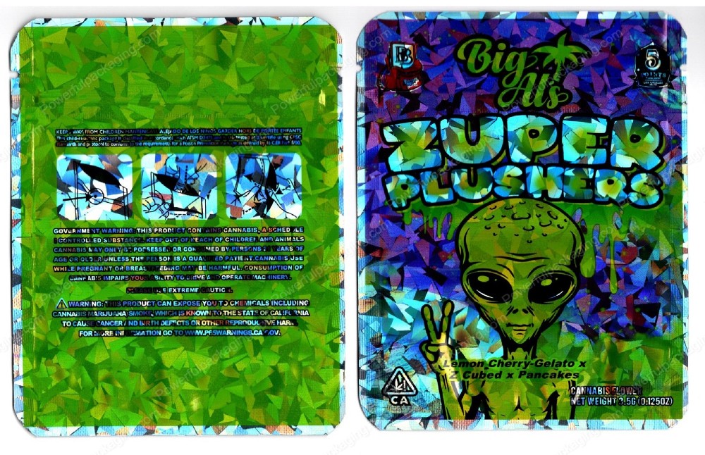 Zuper Plushers Holographic Flower Packaging 3.5 Mylar Bag