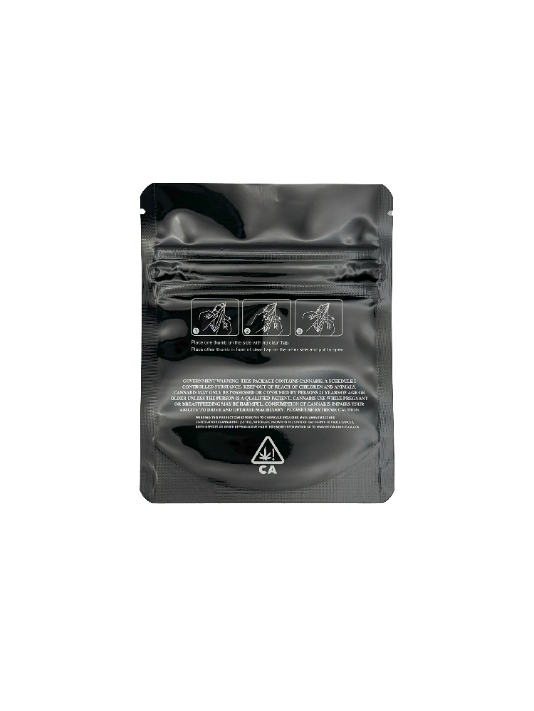 1/8th oz Child-Resistant Shiny Black/Clear Mylar Bag