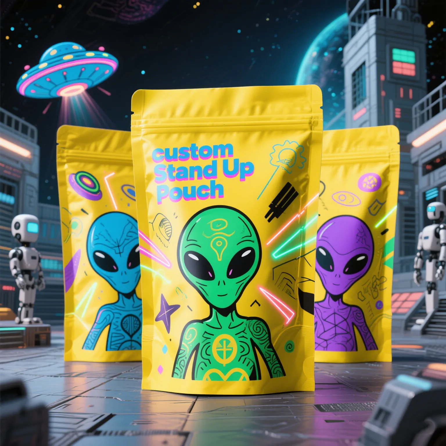 Custom Printed Spot Uv Holographic Die Cut Mylar Bags 3.5G Custom Printed Spot Uv Holographic Die Cut Mylar Bags 3.5G