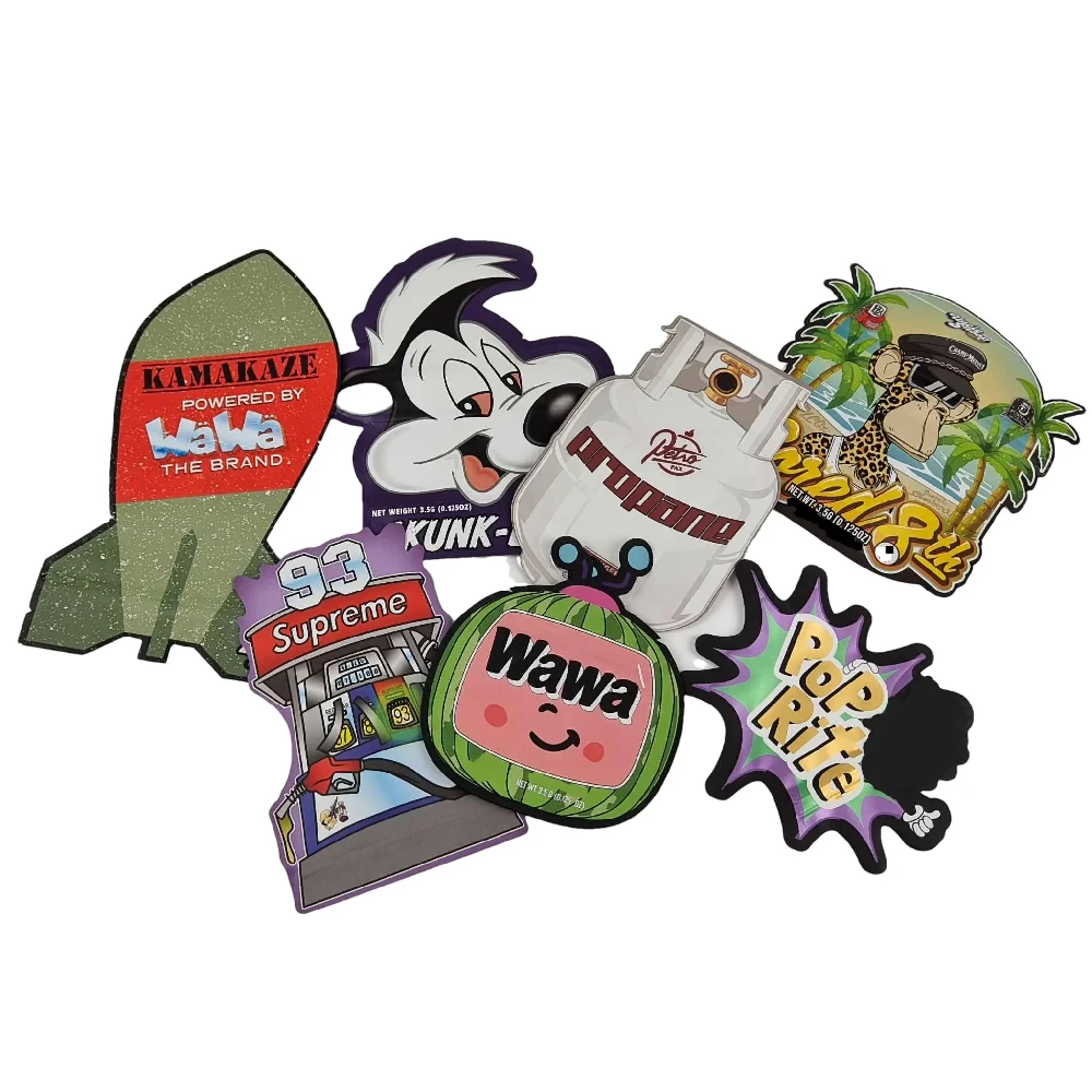 Holographic Finish Die Cut Special Shape Resealable Zipper