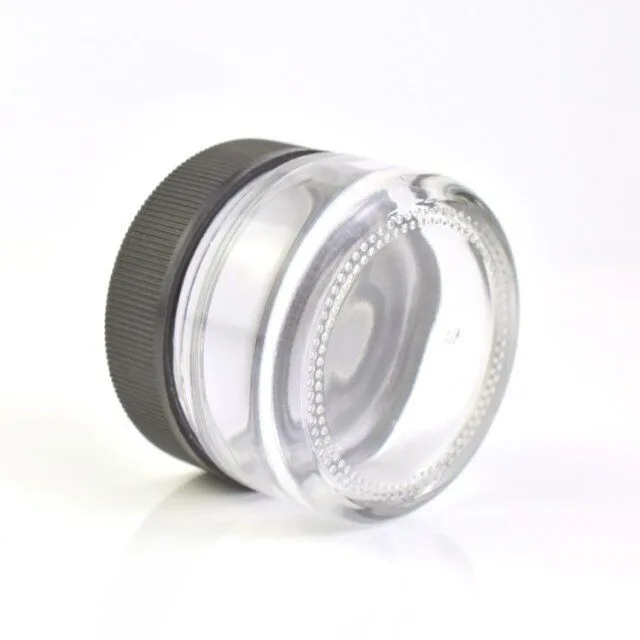 1Oz Child Resistant Stash Side Clear Round Type Glass Jar 1Oz Child Resistant Stash Side Clear Round Type Glass Jar