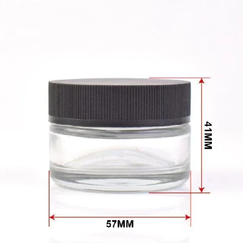 1Oz Child Resistant Stash Side Clear Round Type Glass Jar