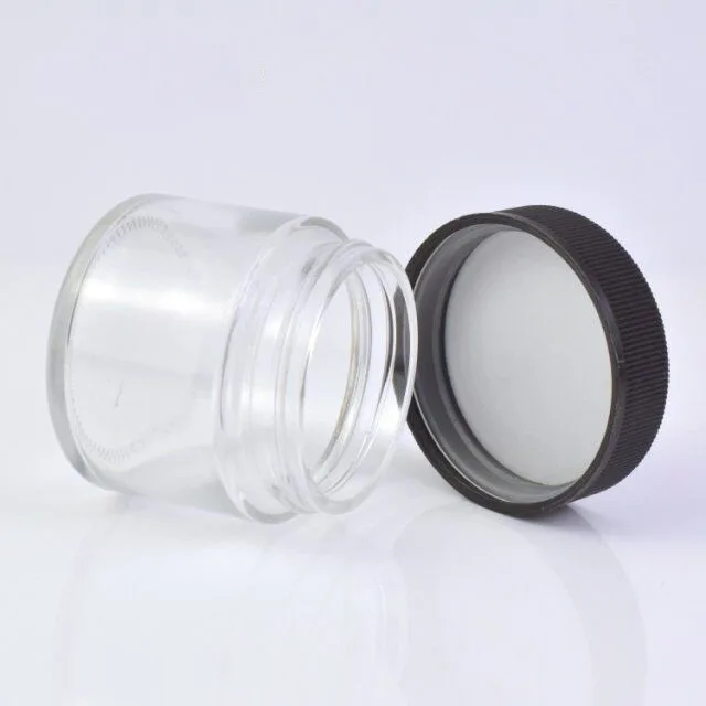 2Oz Child Resistant Stash Side Clear Round Type Glass Jar 2Oz Child Resistant Stash Side Clear Round Type Glass Jar