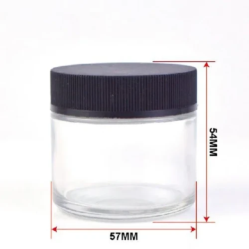 2Oz Child Resistant Stash Side Clear Round Type Glass Jar