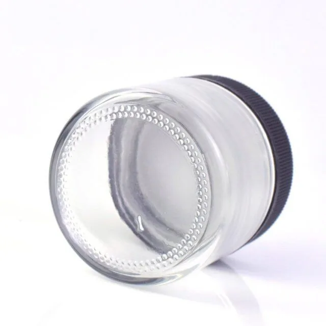 2Oz Child Resistant Stash Side Clear Round Type Glass Jar 2Oz Child Resistant Stash Side Clear Round Type Glass Jar