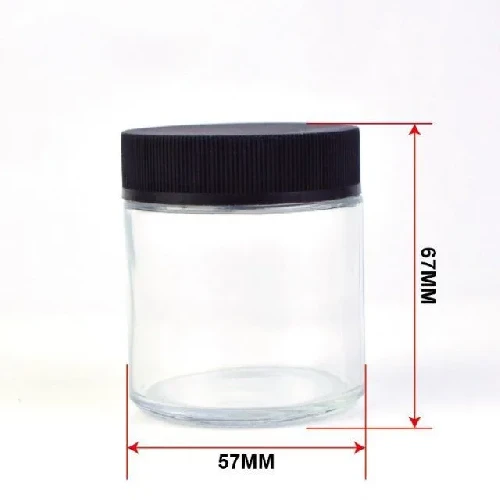 3Oz Child Resistant Stash Side Clear Round Type Glass Jar
