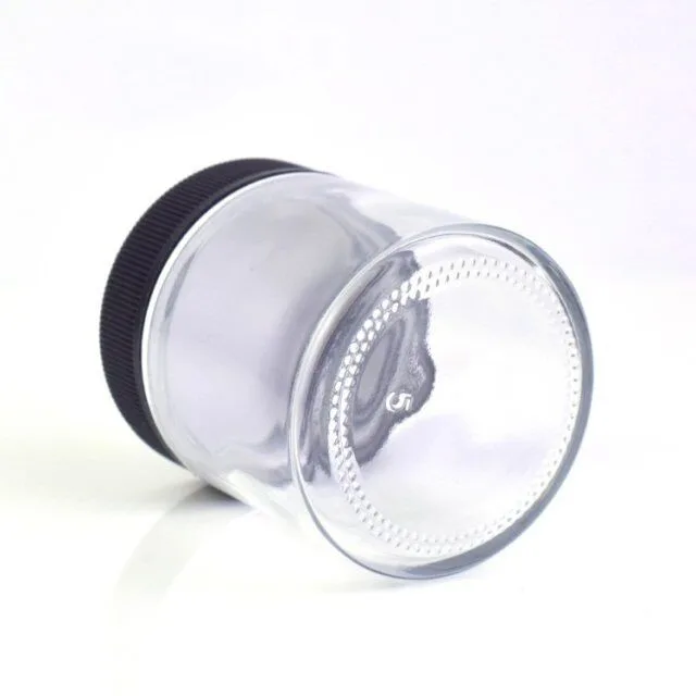 3Oz Child Resistant Stash Side Clear Round Type Glass Jar 3Oz Child Resistant Stash Side Clear Round Type Glass Jar