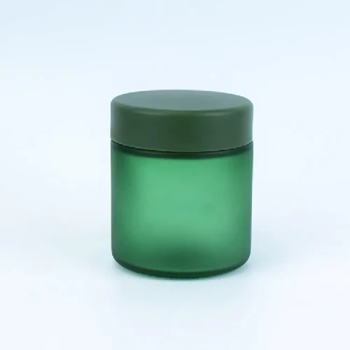 Dark green color child resistant glass jar Dark green color child resistant glass jar