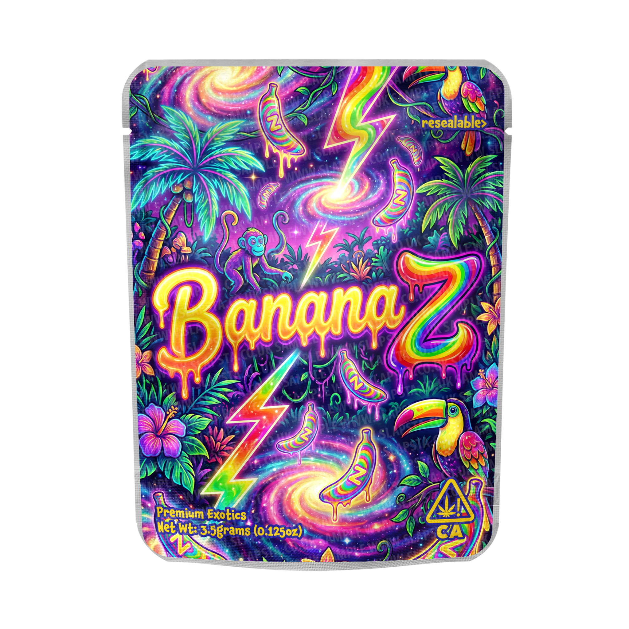 Banana Z Mylar Pouches Pre-Labeled Banana Z Mylar Pouches Pre-Labeled