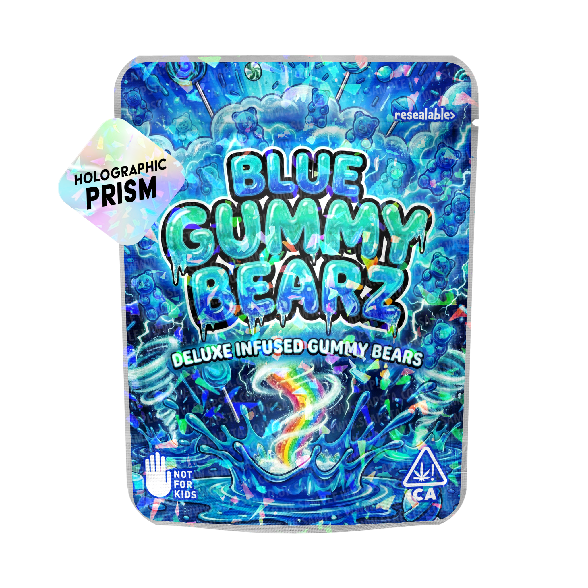 Blue Gummy Bearz Mylar Sticker Packs Blue Gummy Bearz Mylar Sticker Packs