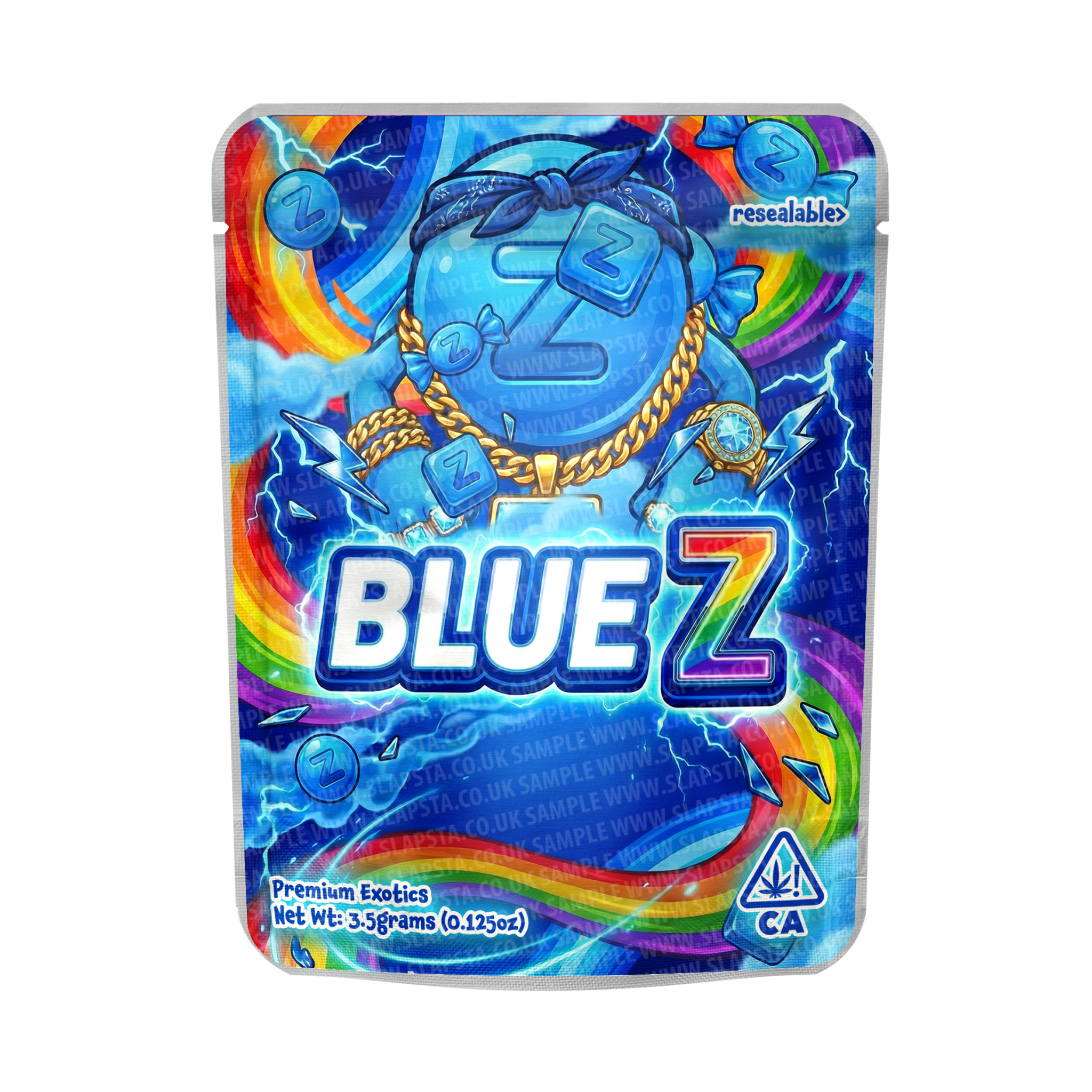Blue Z Mylar Pouches Pre-Labeled Blue Z Mylar Pouches Pre-Labeled
