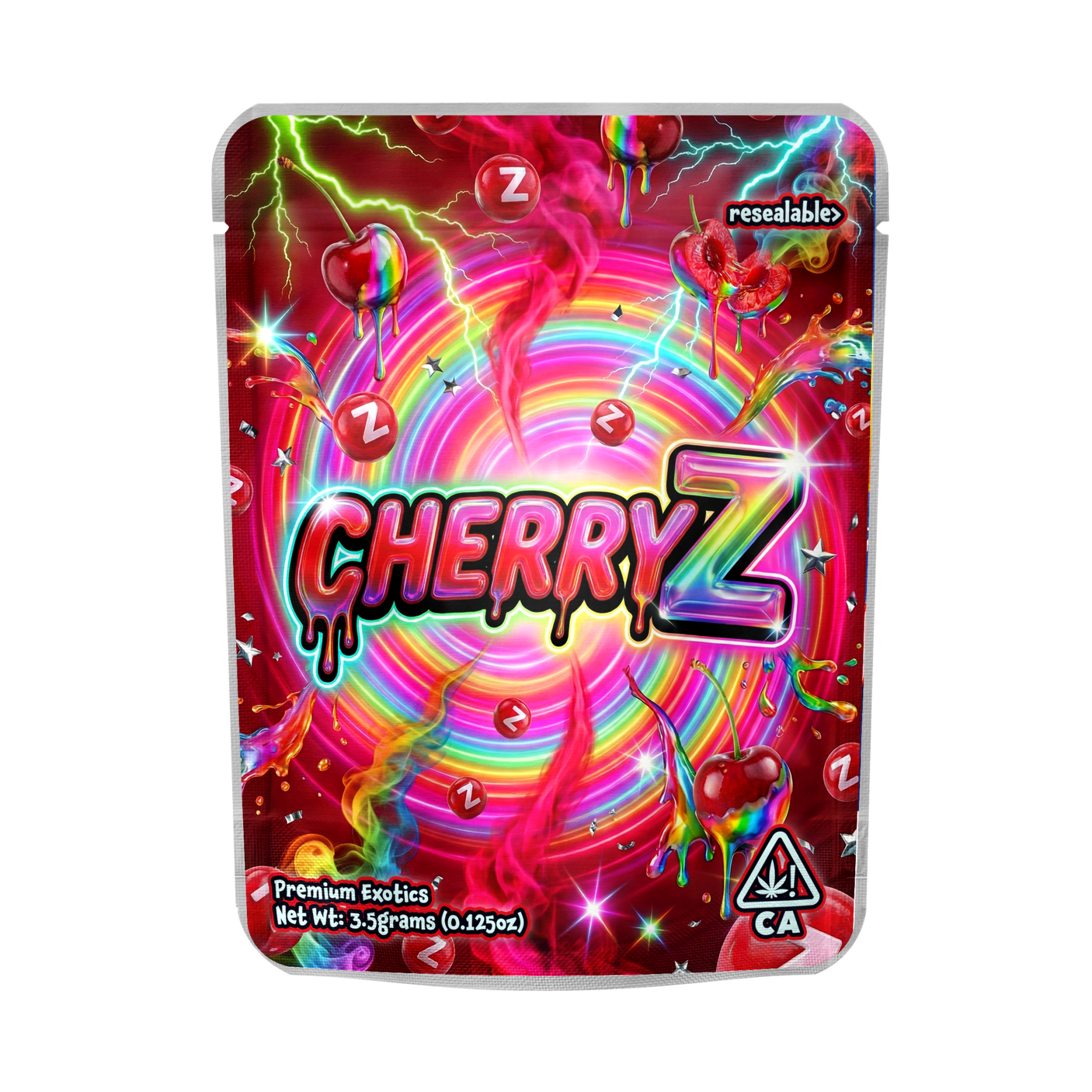 Cherry Z Mylar Pouches Pre-Labeled Cherry Z Mylar Pouches Pre-Labeled