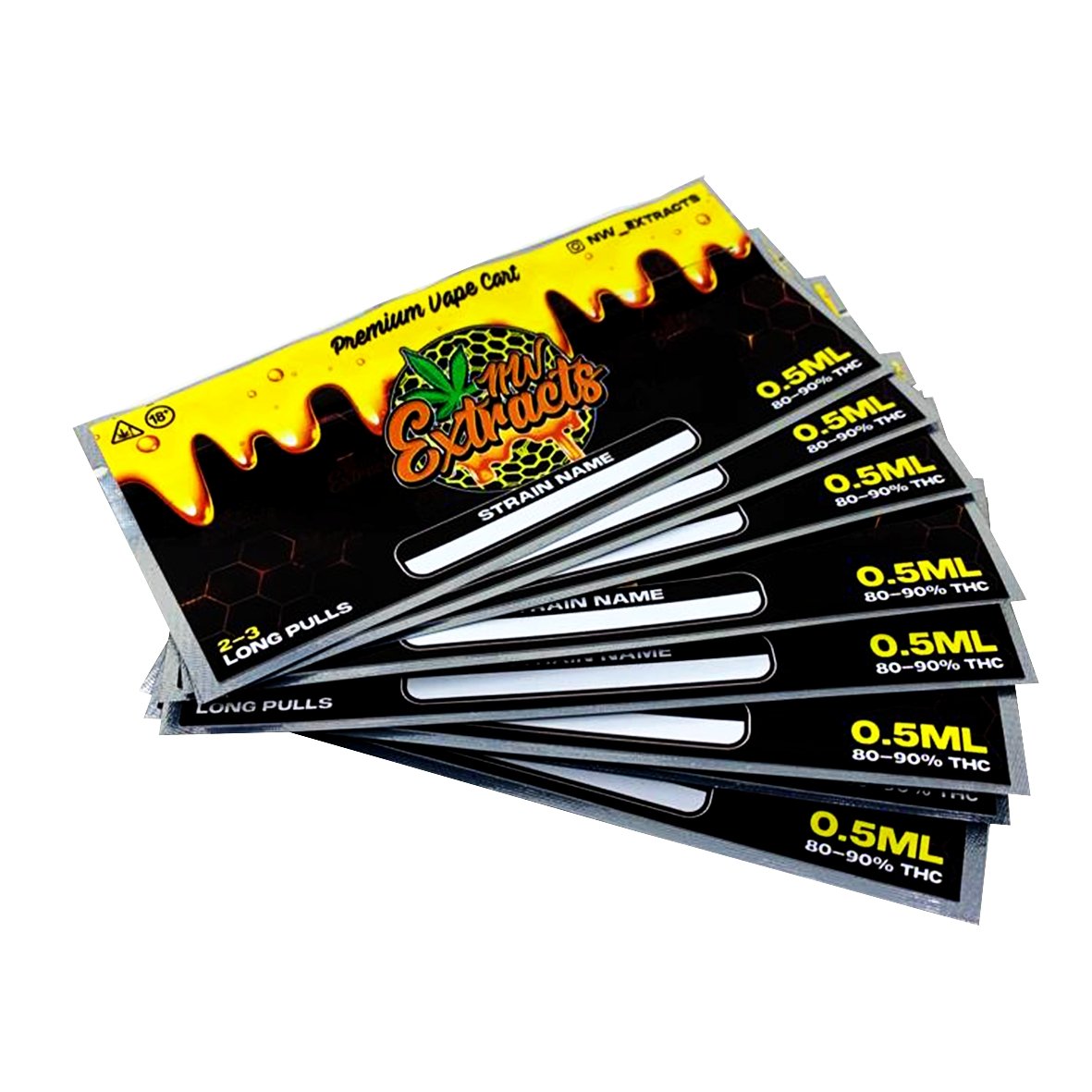 Custom Vape Device / Pre-Roll Mylar Sticker Bags Custom Vape Device / Pre-Roll Mylar Sticker Bags