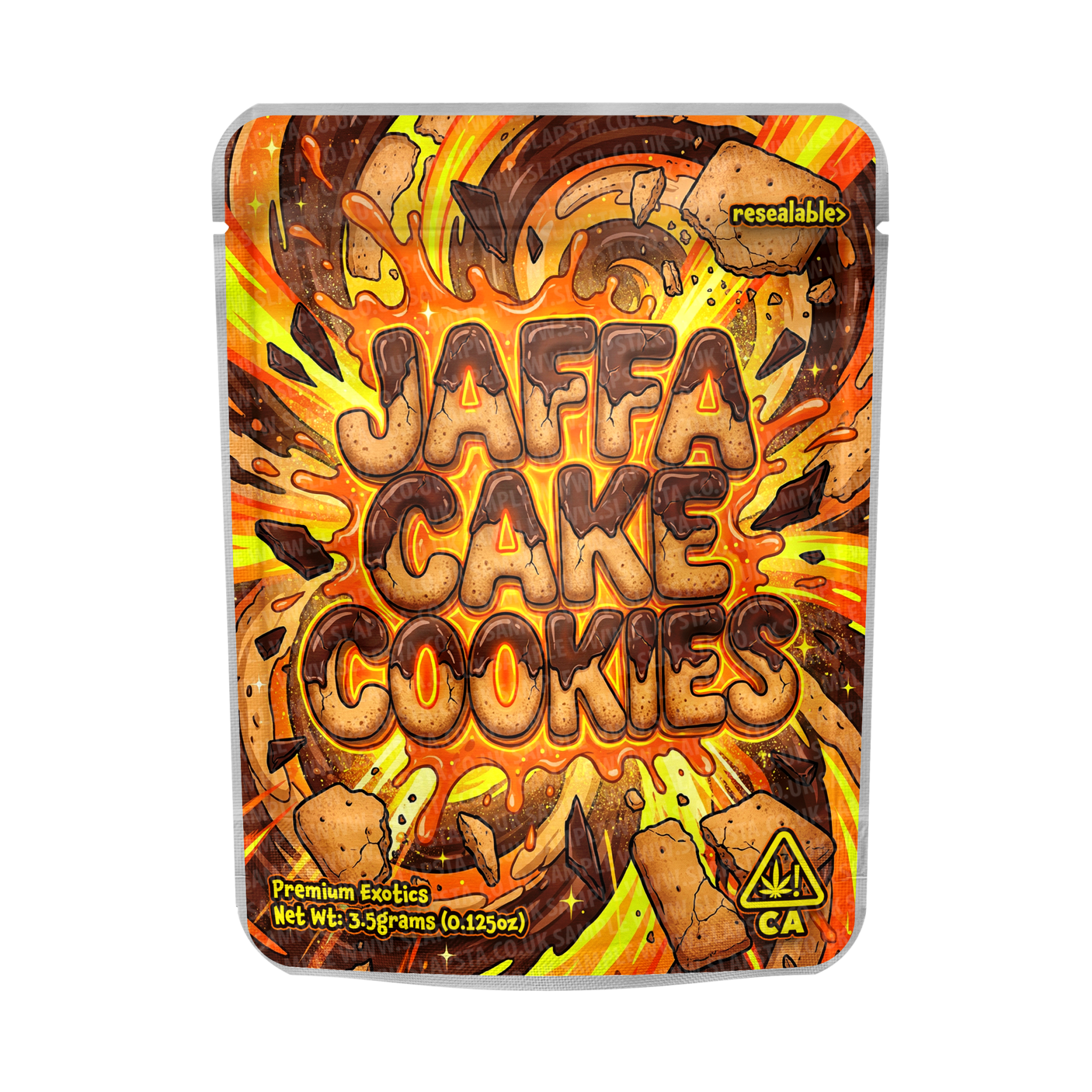 Jaffa Cake Cookies Mylar Pouches Pre-Labeled Jaffa Cake Cookies Mylar Pouches Pre-Labeled