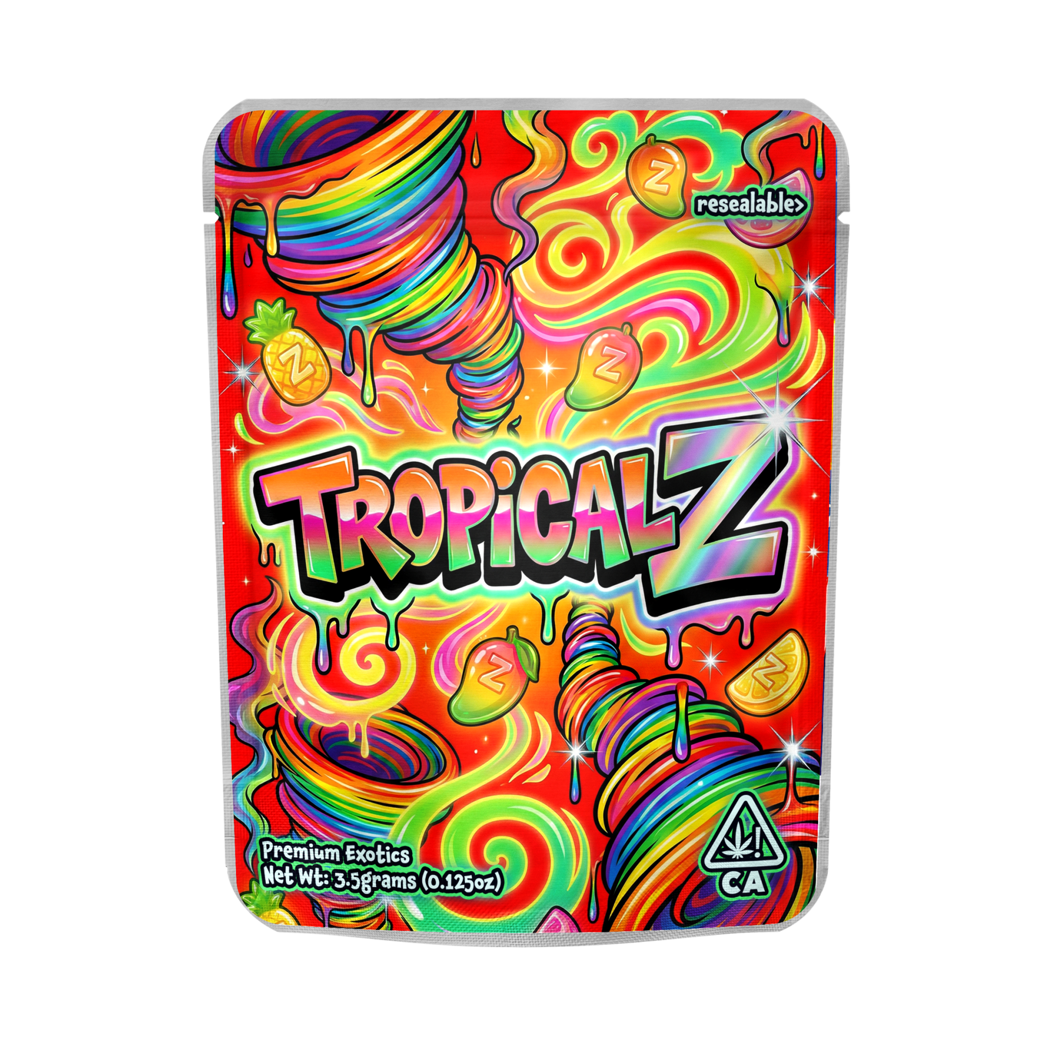 Tropical Z Mylar Pouches Pre-Labeled Tropical Z Mylar Pouches Pre-Labeled