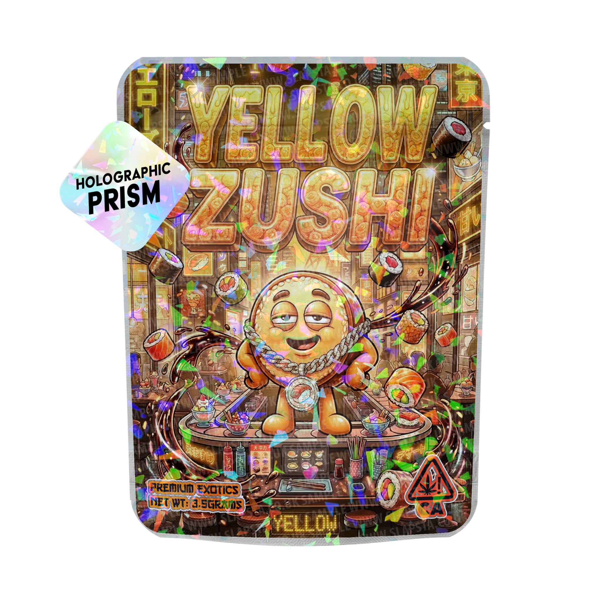 Yellow Zushi Mylar Sticker Packs Yellow Zushi Mylar Sticker Packs