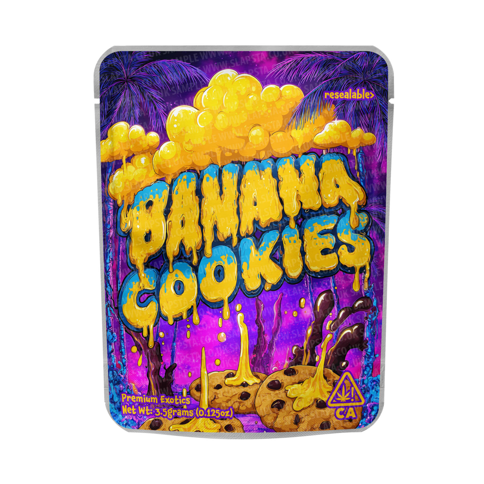 Banana Cookies Mylar Pouches Pre-Labeled Banana Cookies Mylar Pouches Pre-Labeled