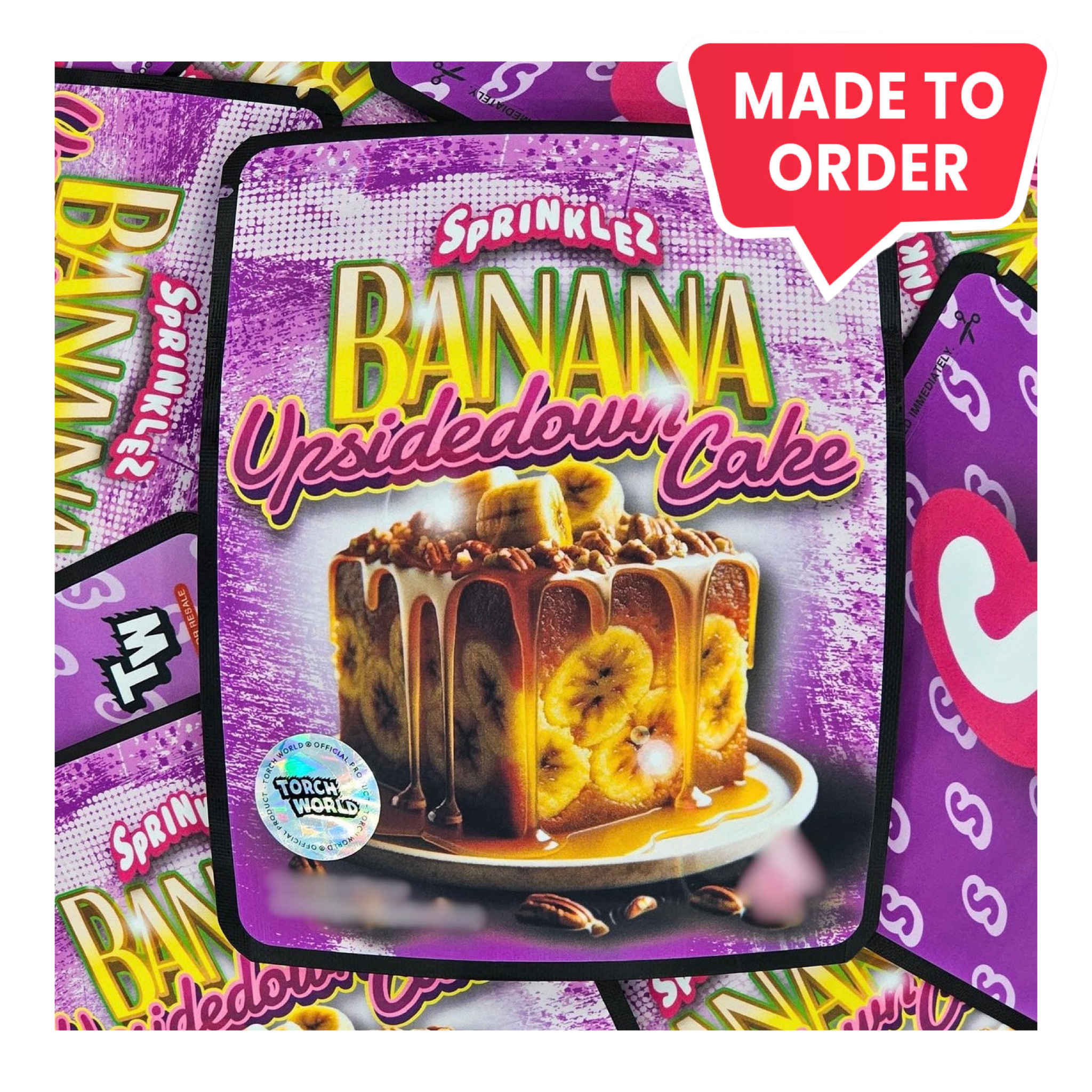 Banana Upsidedown Cake 3.5g Mylar Bags Sprinklez Torch World Banana Upsidedown Cake 3.5g Mylar Bags Sprinklez Torch World