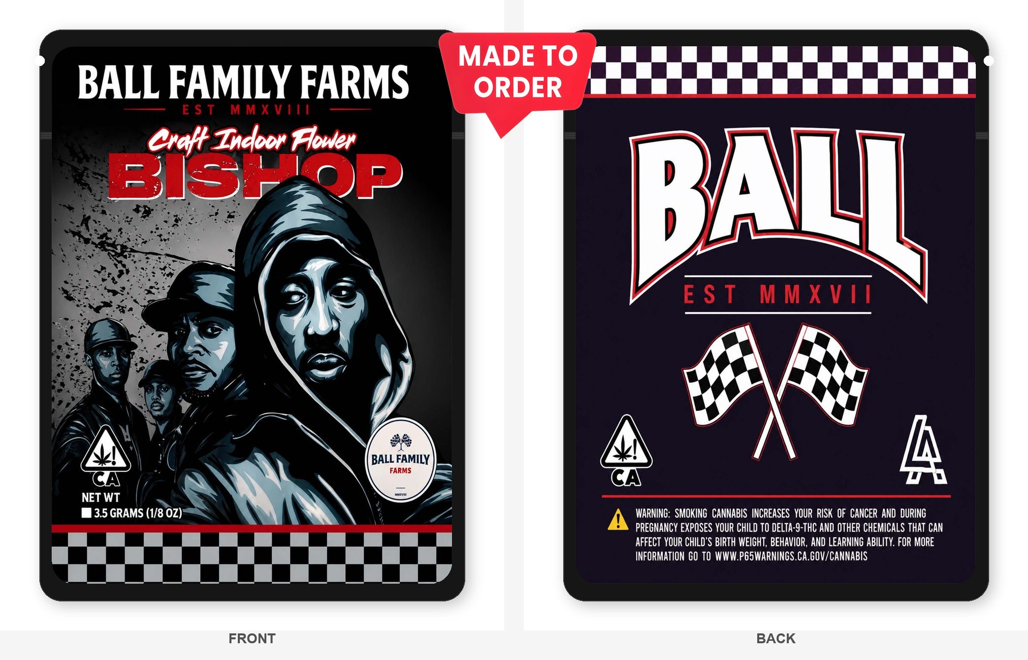 Bishop 3.5g Mylar Sticker Bags Ball Family Farms Bishop 3.5g Mylar Sticker Bags Ball Family Farms