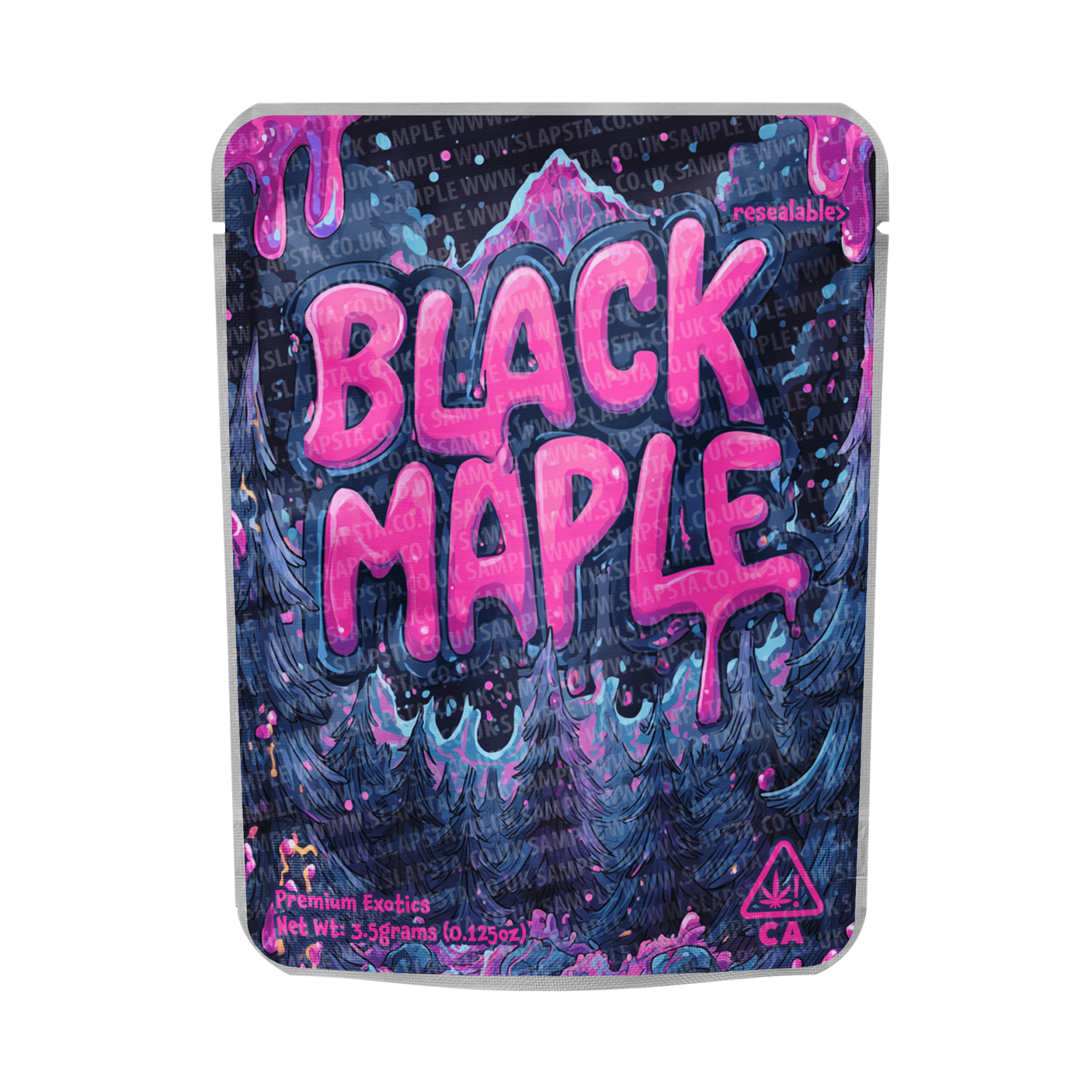 Black Maple Mylar Pouches Pre-Labeled Black Maple Mylar Pouches Pre-Labeled