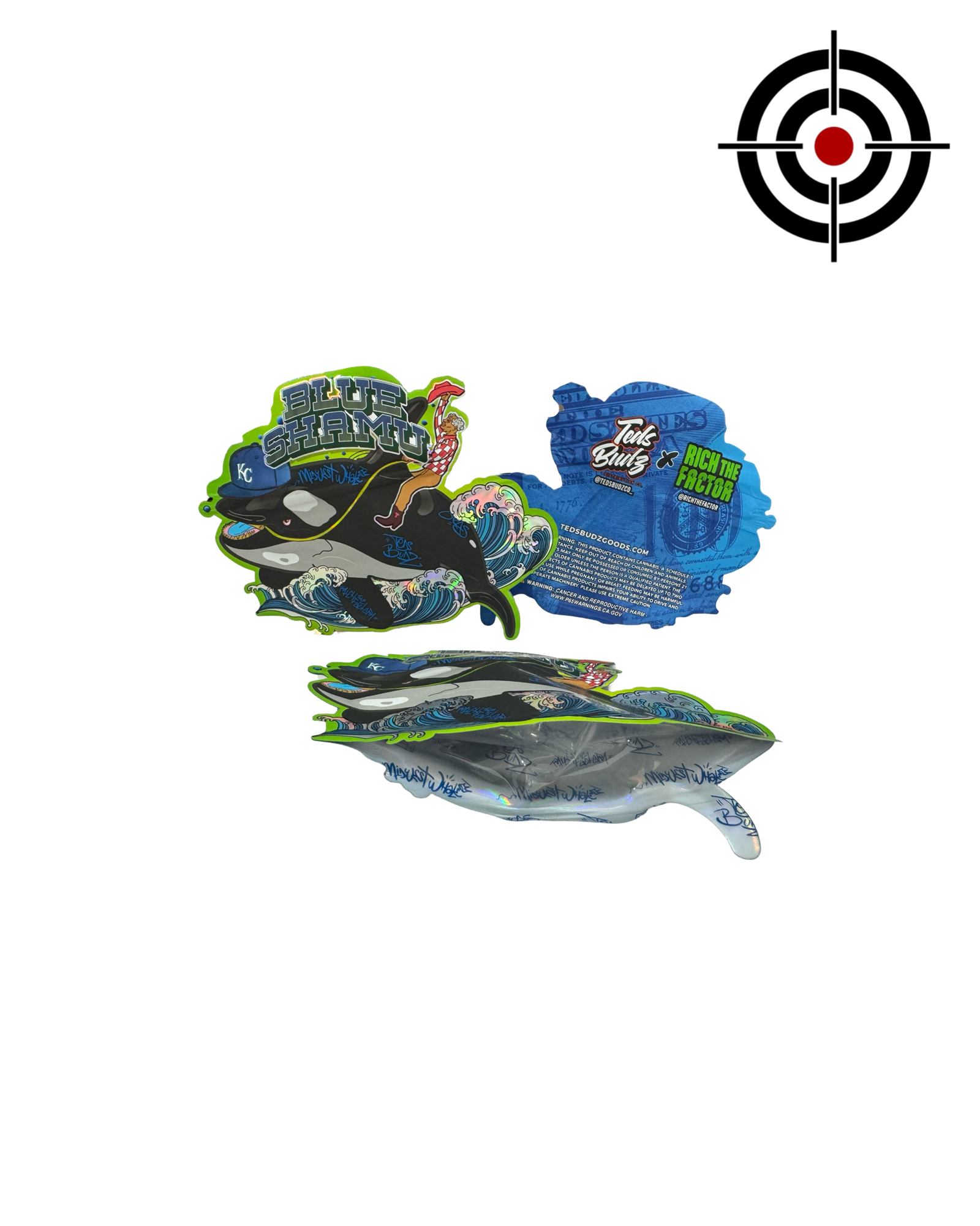 Blue Shamu Mylar Bags 3.5g Teds Budz Blue Shamu Mylar Bags 3.5g Teds Budz
