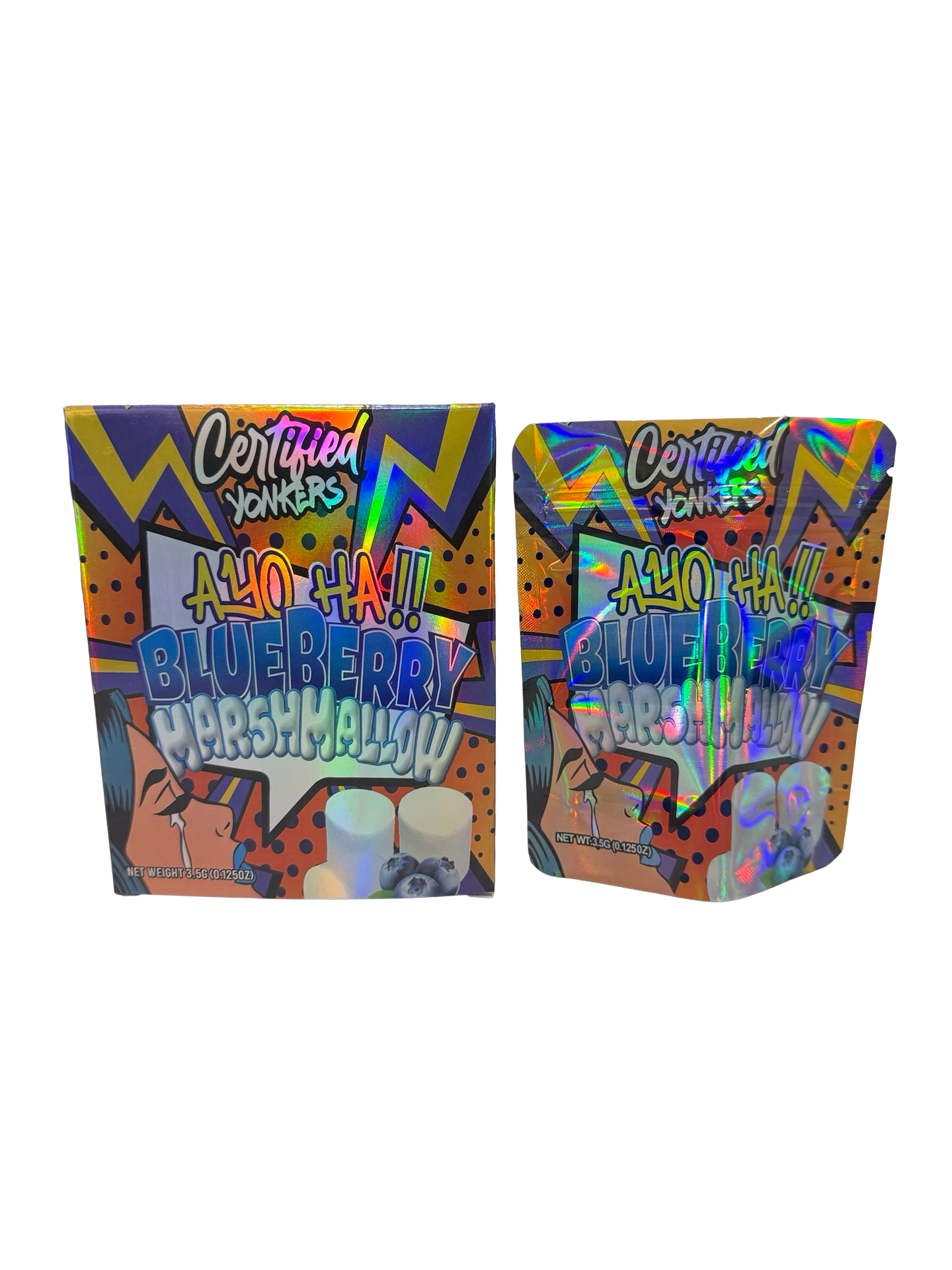 Blueberry Marshmallow 3.5g Mylar Bags & Boxes Certified Blueberry Marshmallow 3.5g Mylar Bags & Boxes Certified