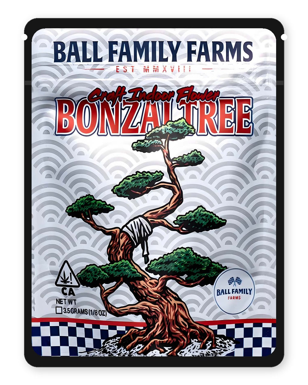 Bonzai Tree 3.5g Mylar Sticker Bags Ball Family Farms Bonzai Tree 3.5g Mylar Sticker Bags Ball Family Farms