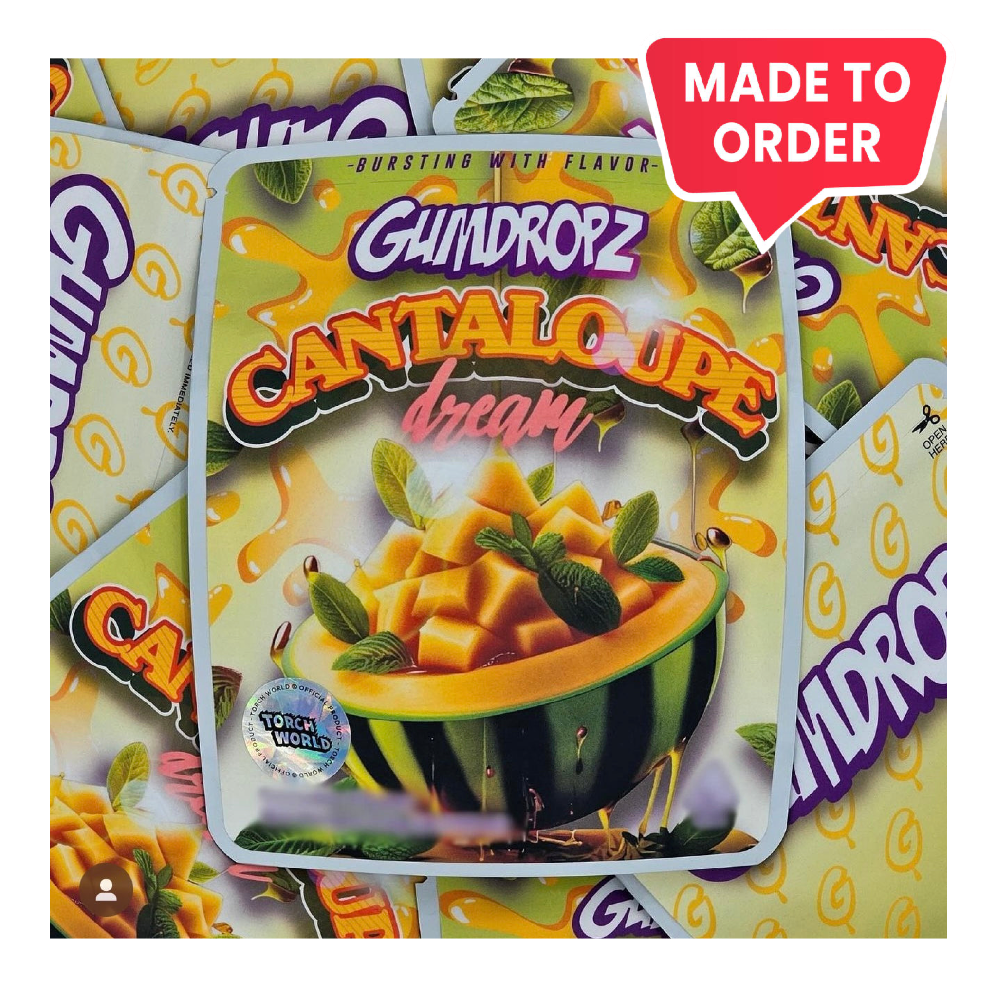 Cantaloupe Dream Gumdropz 3.5g Mylar Bags Sprinklez Torch Cantaloupe Dream Gumdropz 3.5g Mylar Bags Sprinklez Torch