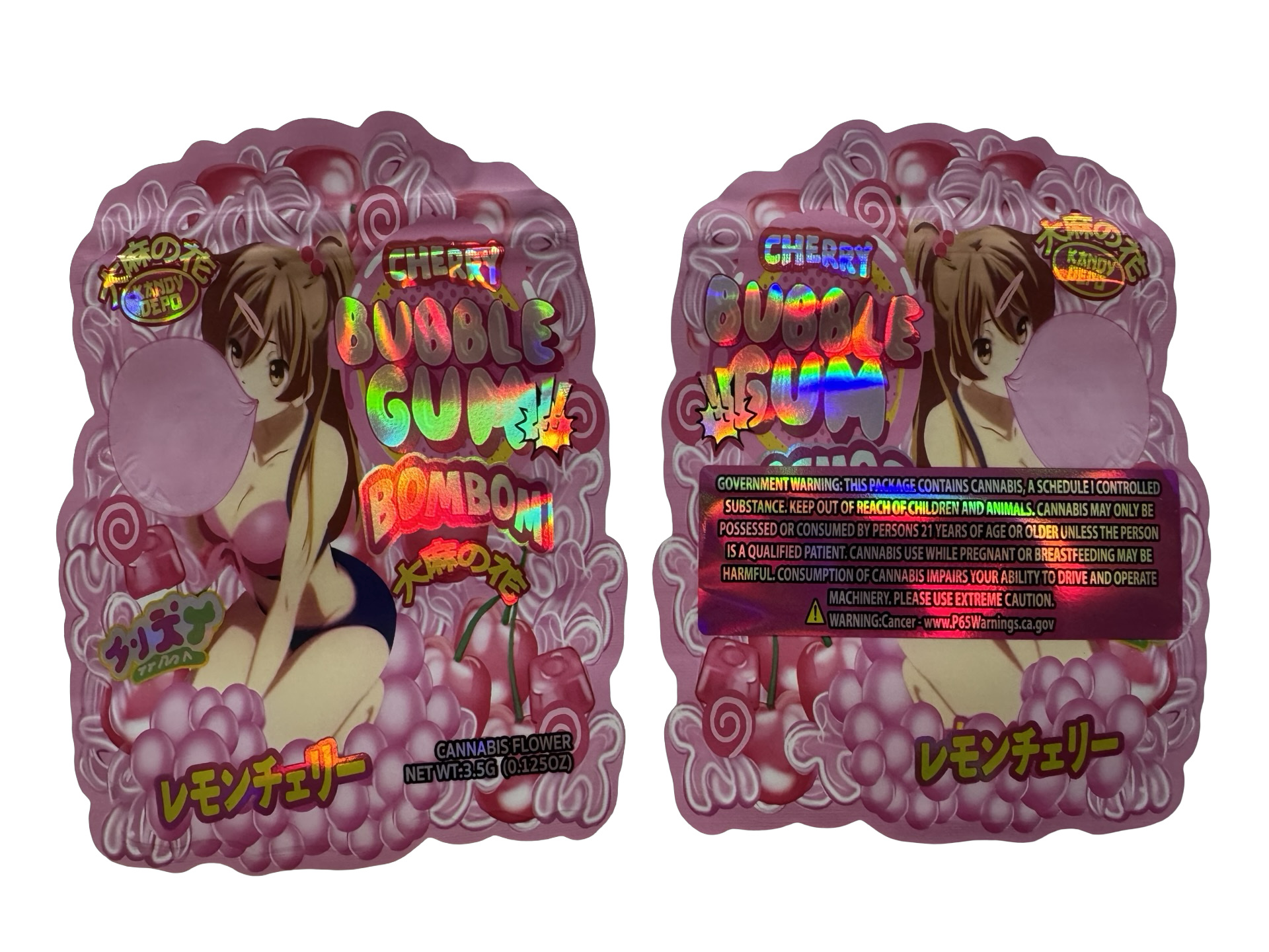 Cherry Bubblegum Bombom Mylar Bags 3.5g Kandy Depo Cherry Bubblegum Bombom Mylar Bags 3.5g Kandy Depo