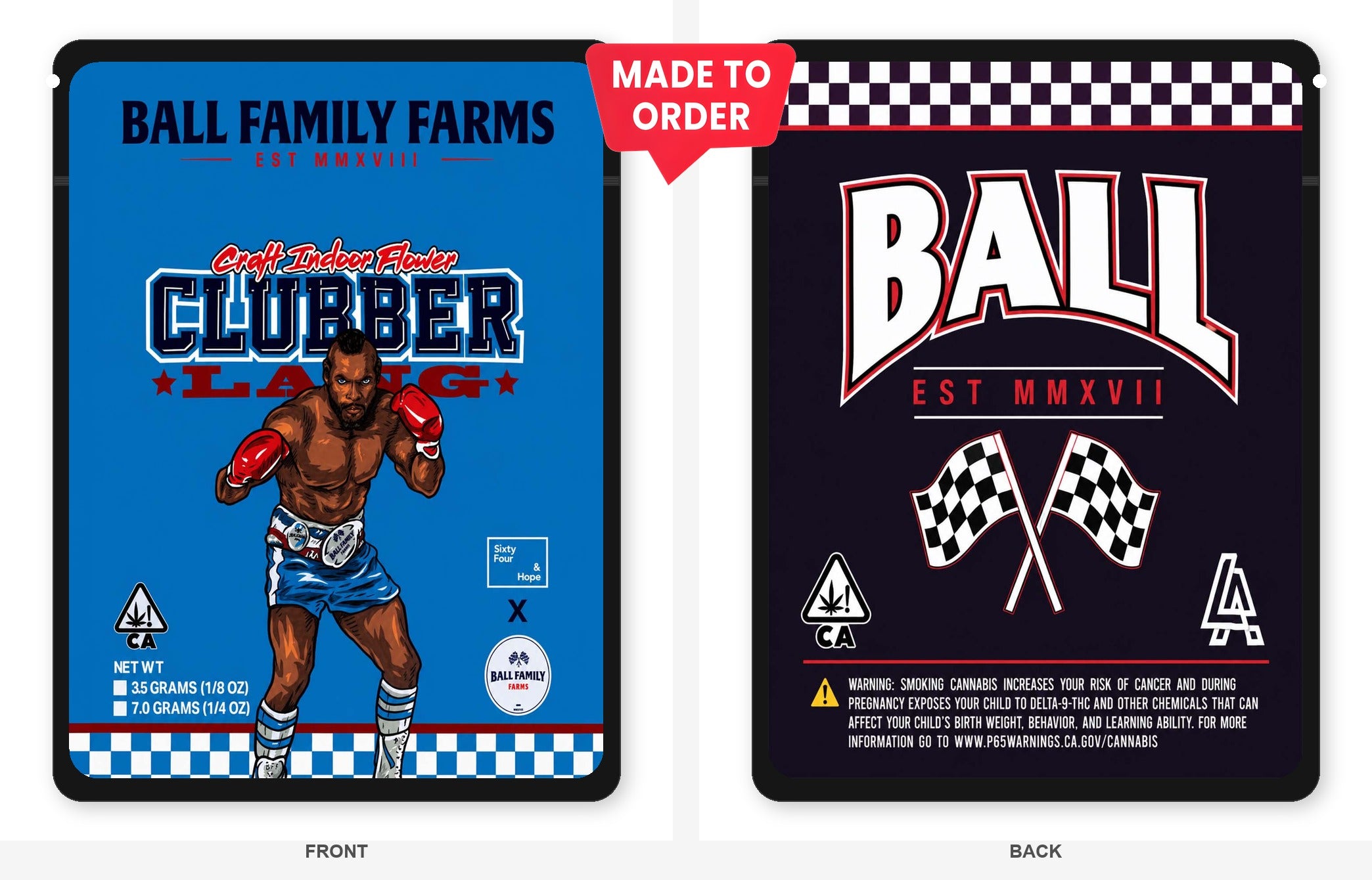Clubber Lang 3.5g Mylar Sticker Bags Ball Family Farms Clubber Lang 3.5g Mylar Sticker Bags Ball Family Farms