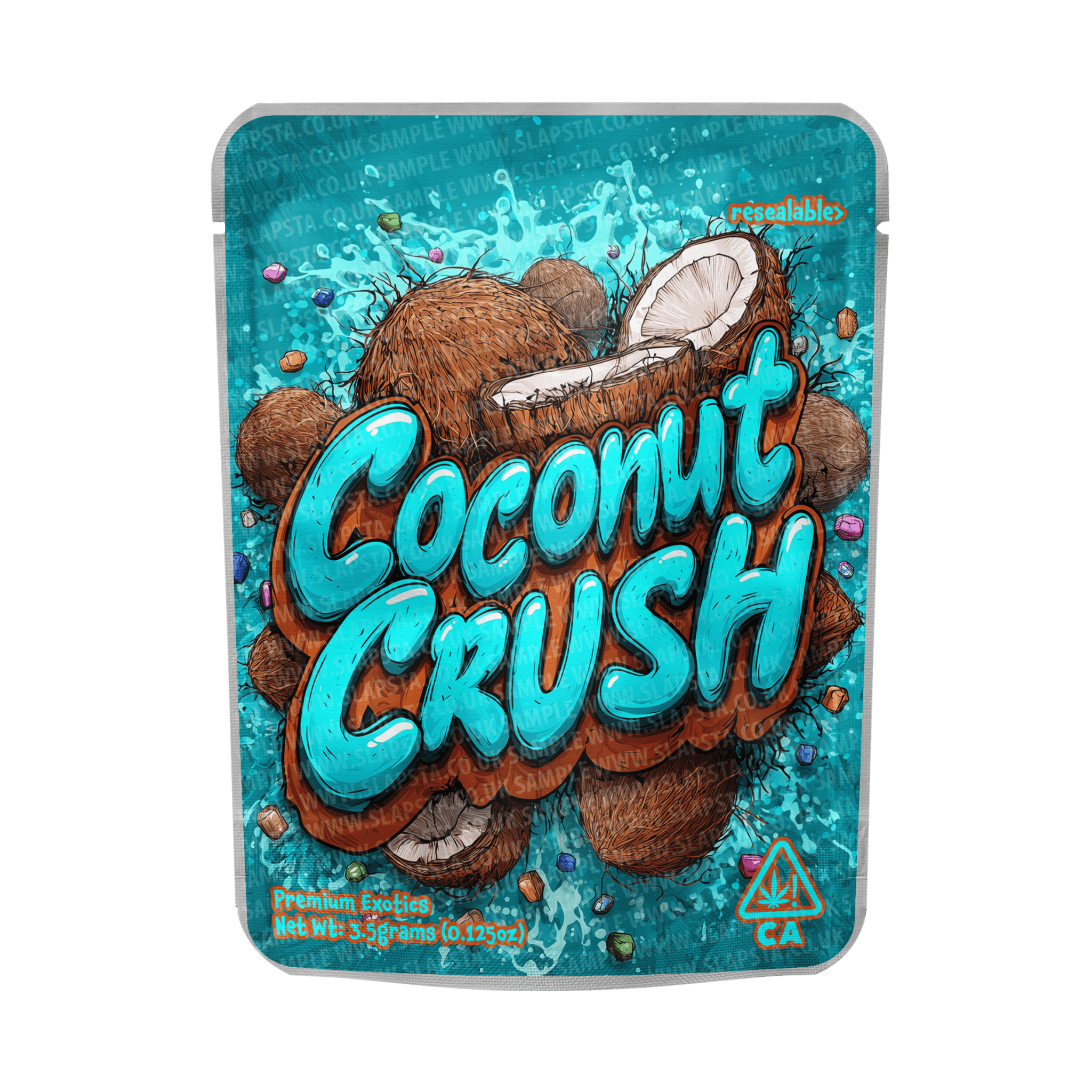 Coconut Crush Mylar Pouches Pre-Labeled Coconut Crush Mylar Pouches Pre-Labeled