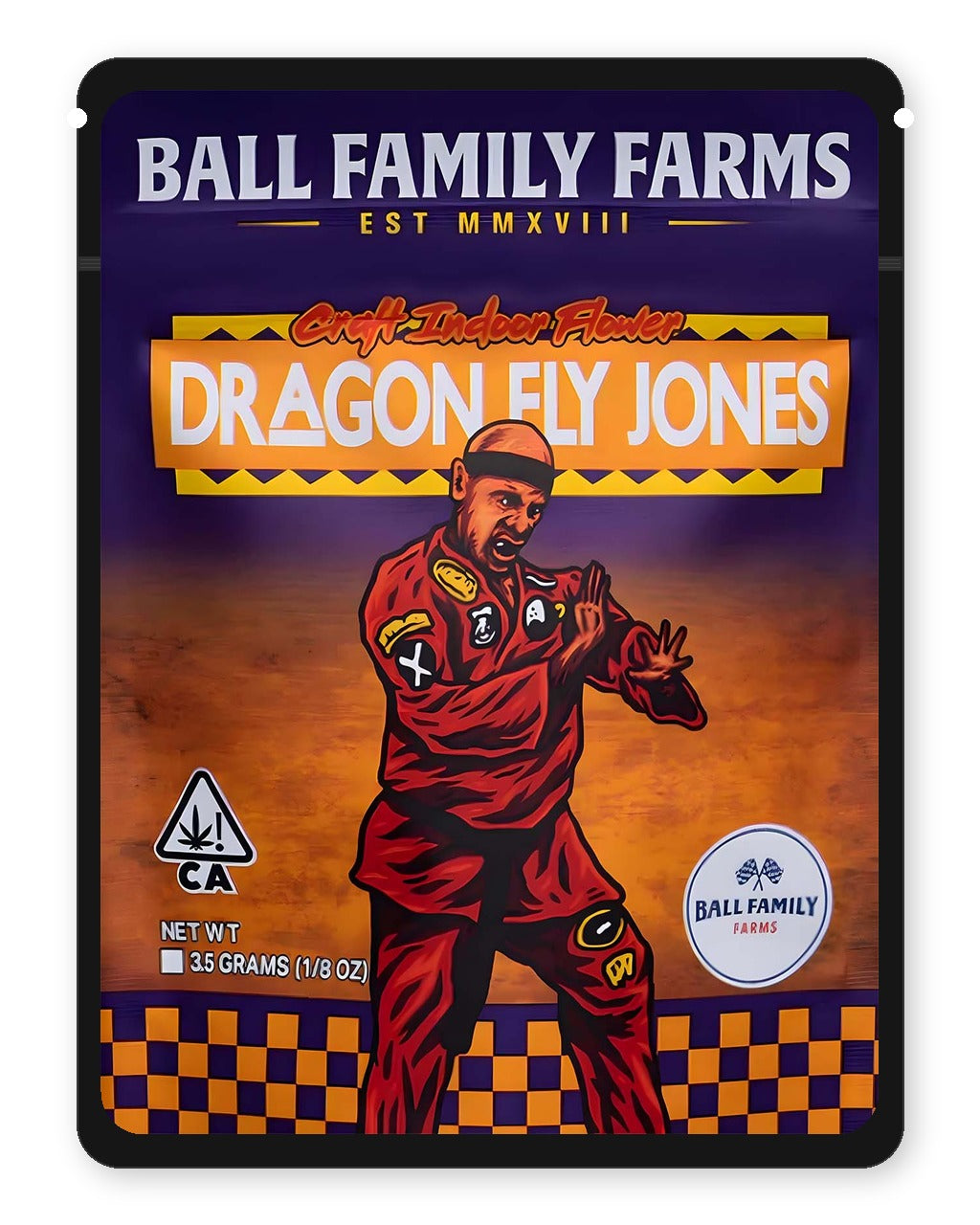 Dragon Fly Jones 3.5g Mylar Sticker Bags Ball Family Farms Dragon Fly Jones 3.5g Mylar Sticker Bags Ball Family Farms