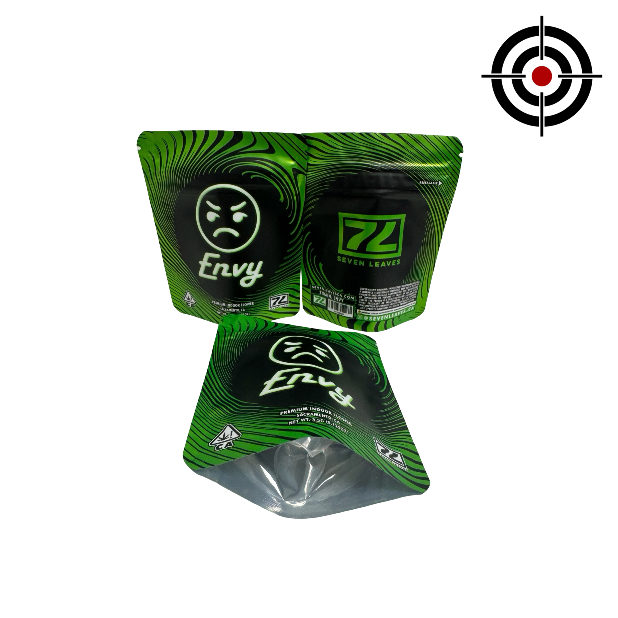 Envy 3.5g Mylar Bags Seven Leaves