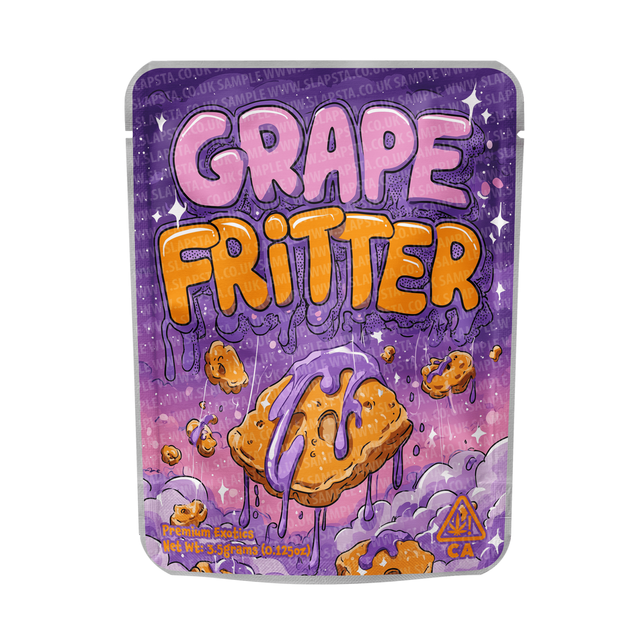 Grape Fritter Mylar Pouches Pre-Labeled Grape Fritter Mylar Pouches Pre-Labeled