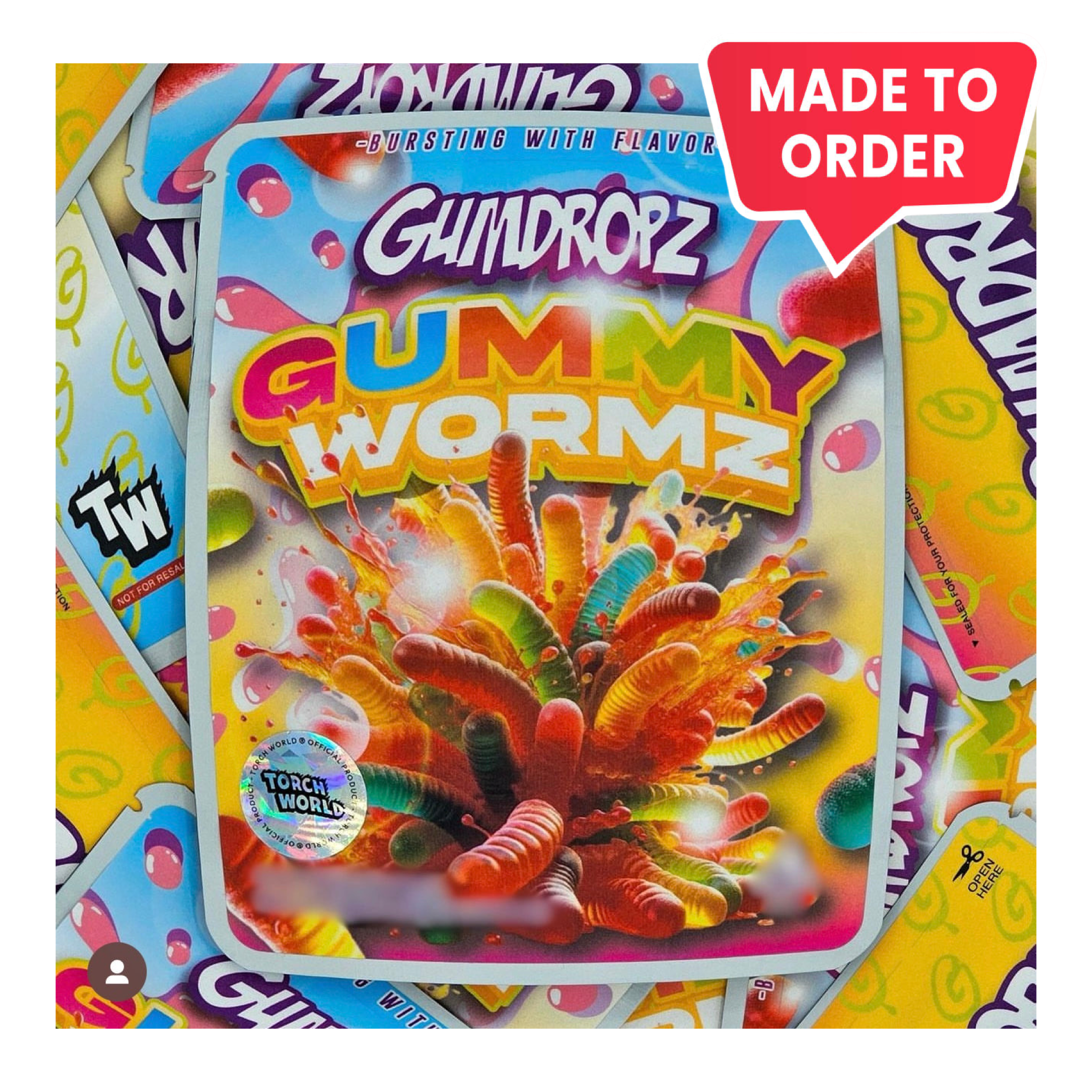 Gummy Wormz Gumdropz 3.5g Mylar Bags Sprinklez Torch World