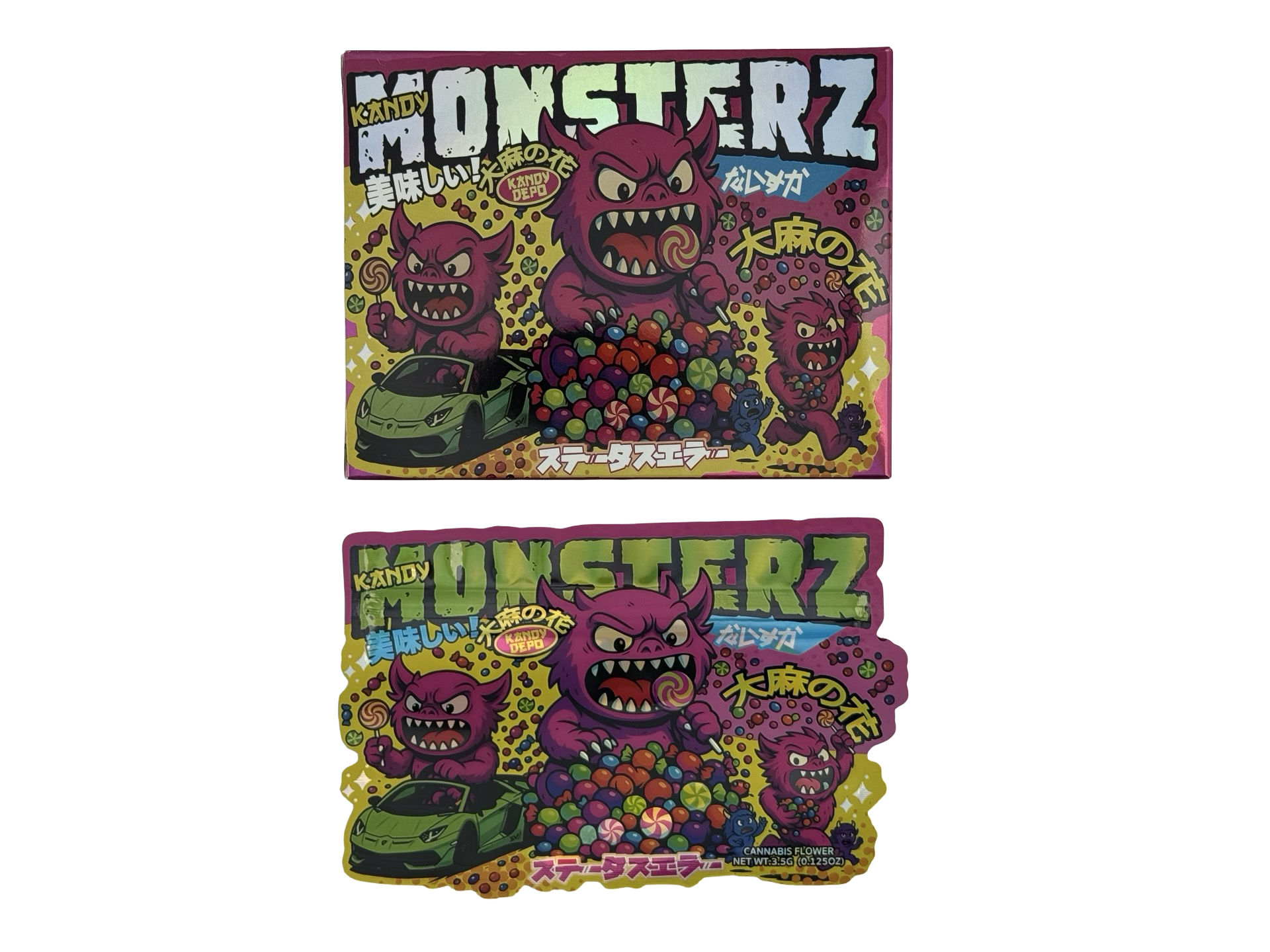 Kandy Monsterz 3.5g Mylar Bags & Boxes Kandy Depo