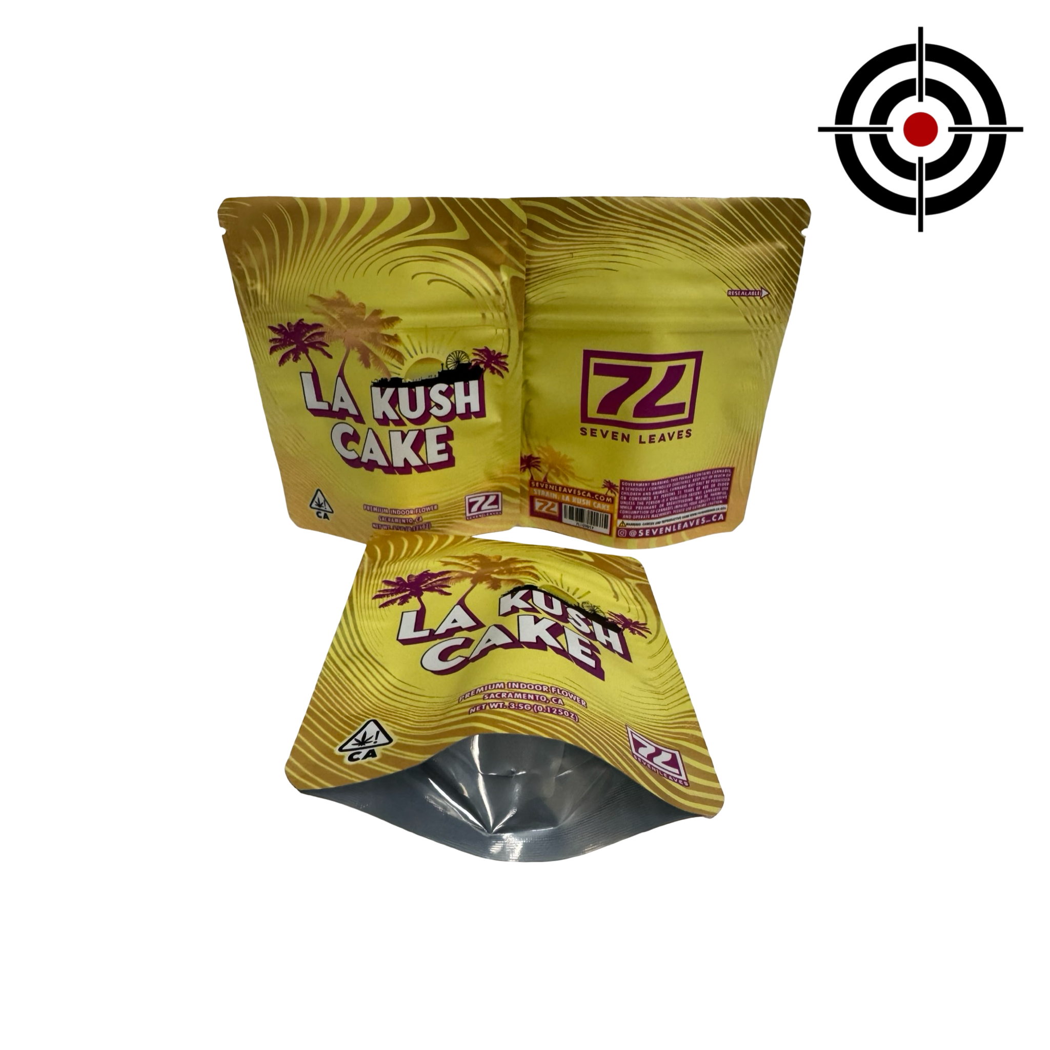 LA Kush Cake 3.5g Mylar Bags Seven Leaves