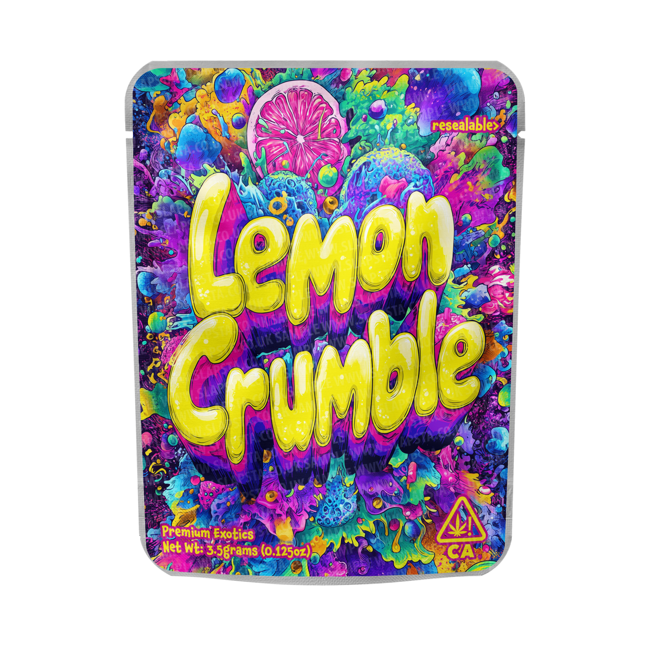 Lemon Crumble Mylar Pouches Pre-Labeled Lemon Crumble Mylar Pouches Pre-Labeled