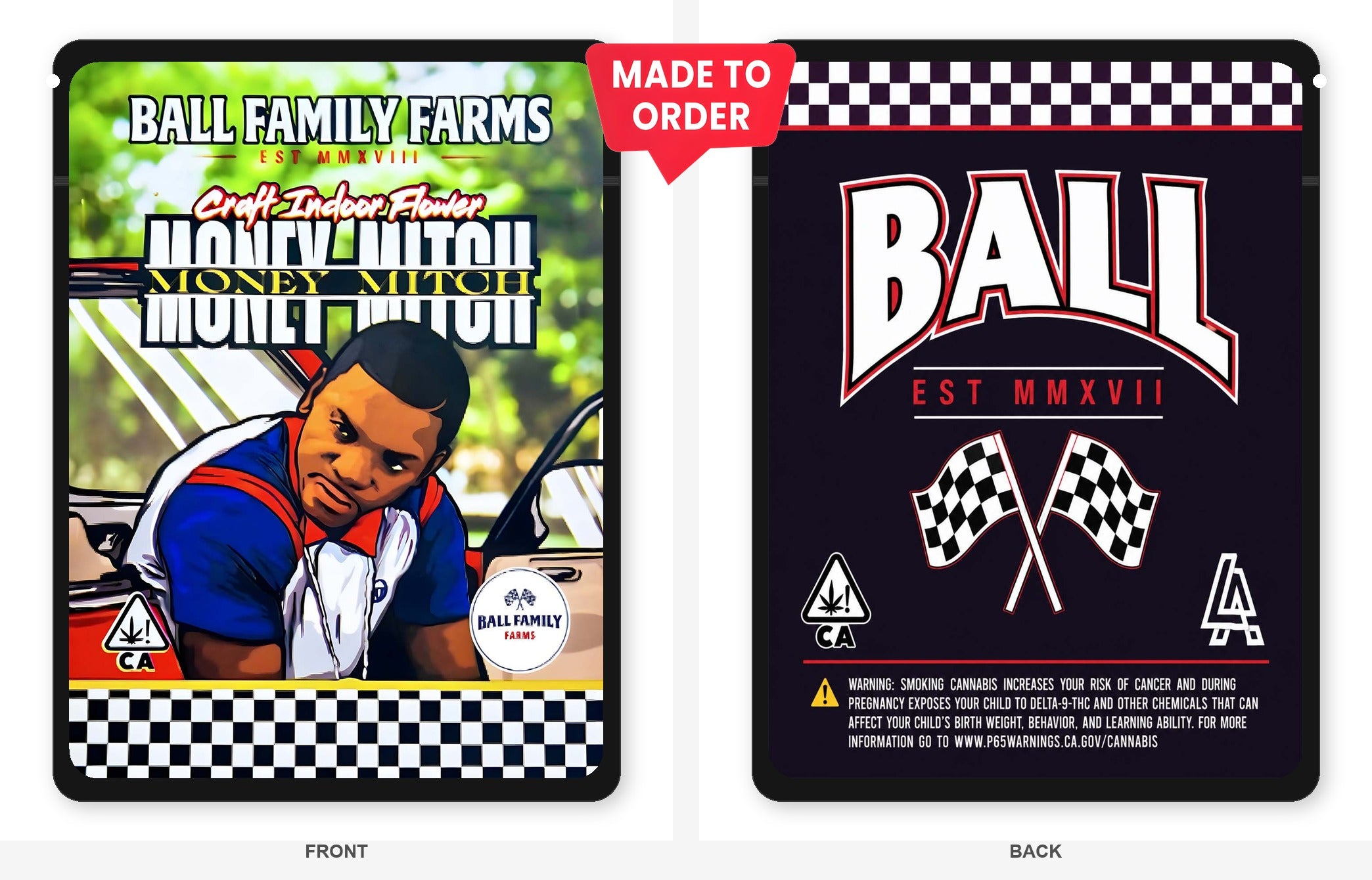 Money Mitch 3.5g Mylar Sticker Bags Ball Family Farms Money Mitch 3.5g Mylar Sticker Bags Ball Family Farms