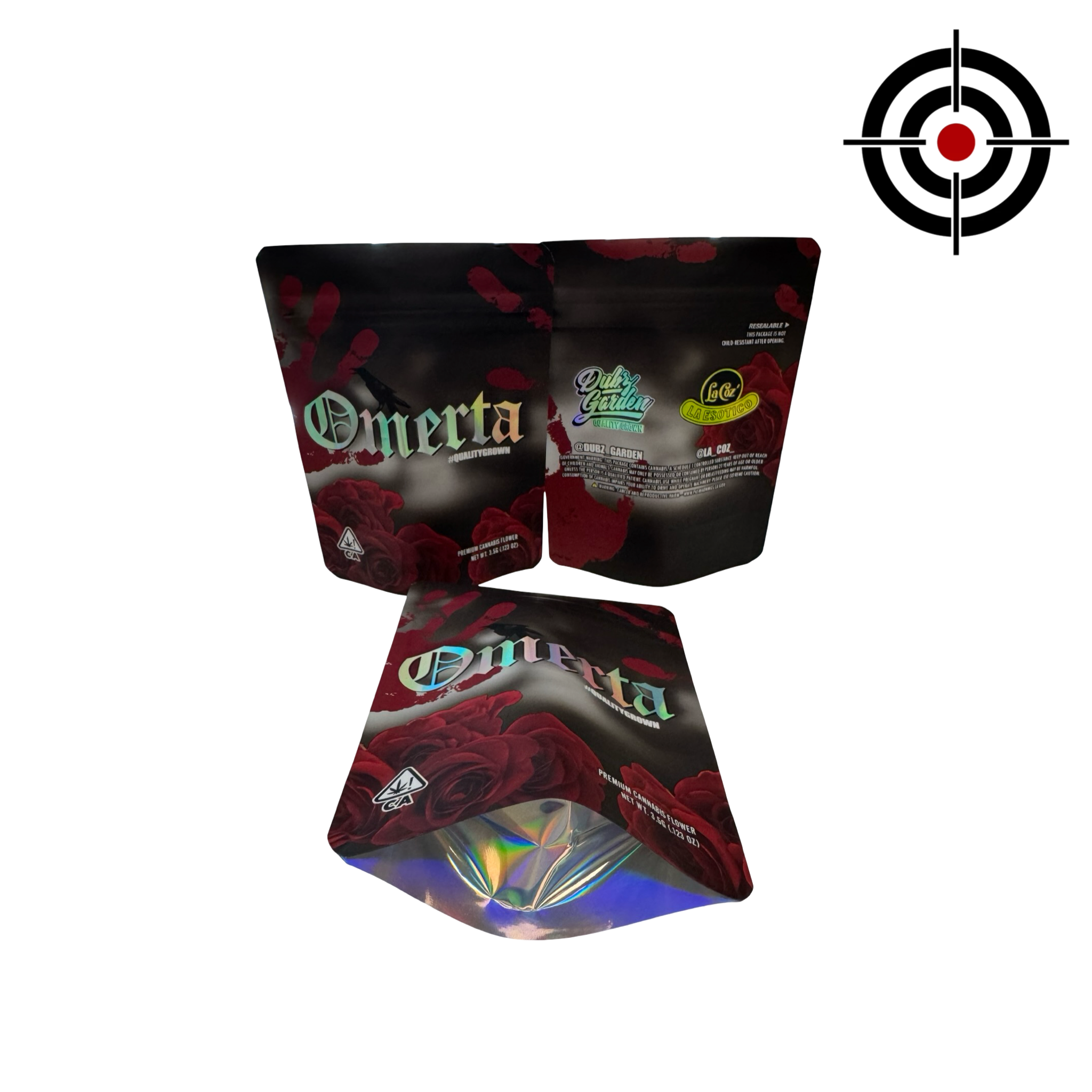 Omerta Mylar Bags 3.5g Dubz Garden Omerta Mylar Bags 3.5g Dubz Garden