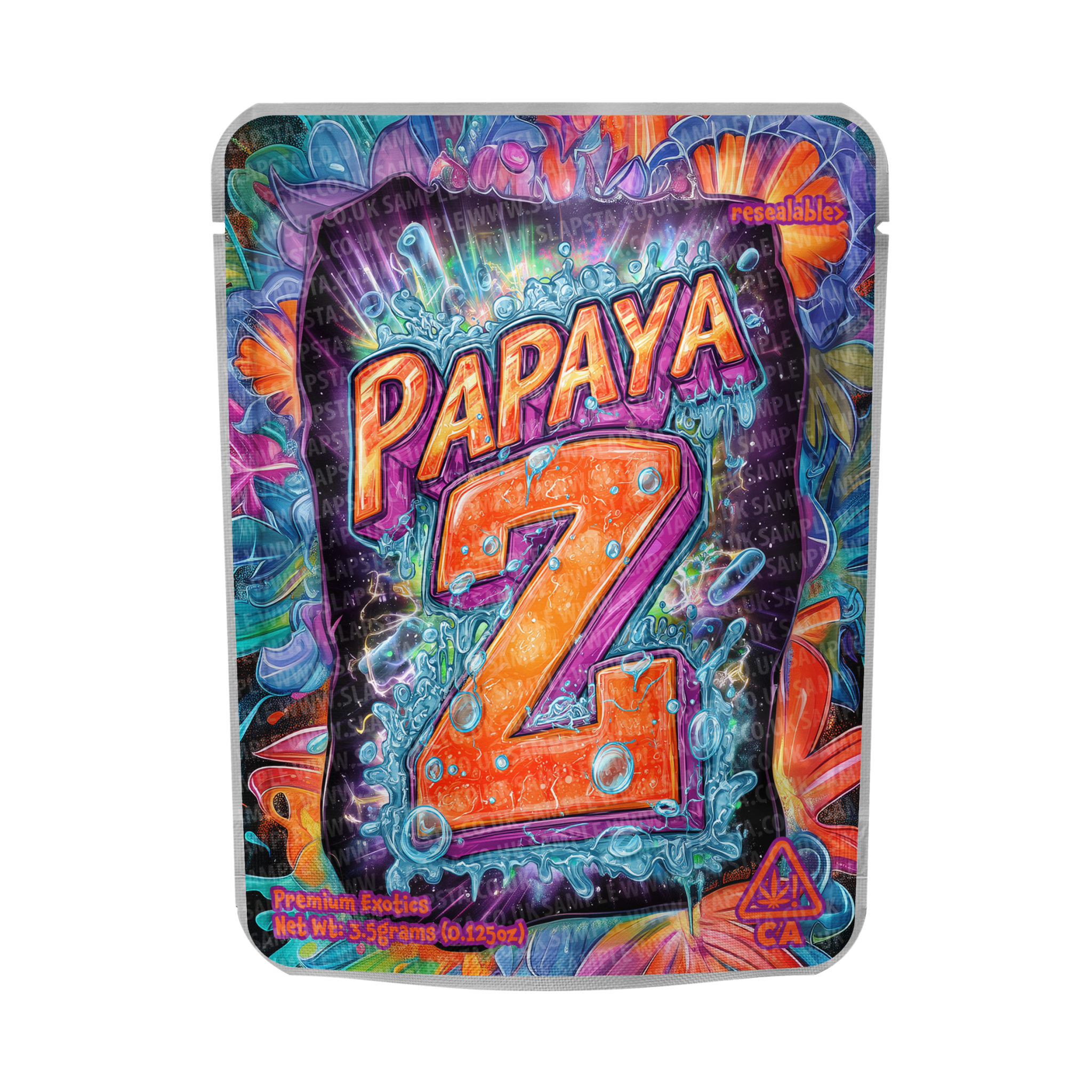 Papaya Z Mylar Pouches Pre-Labeled Papaya Z Mylar Pouches Pre-Labeled