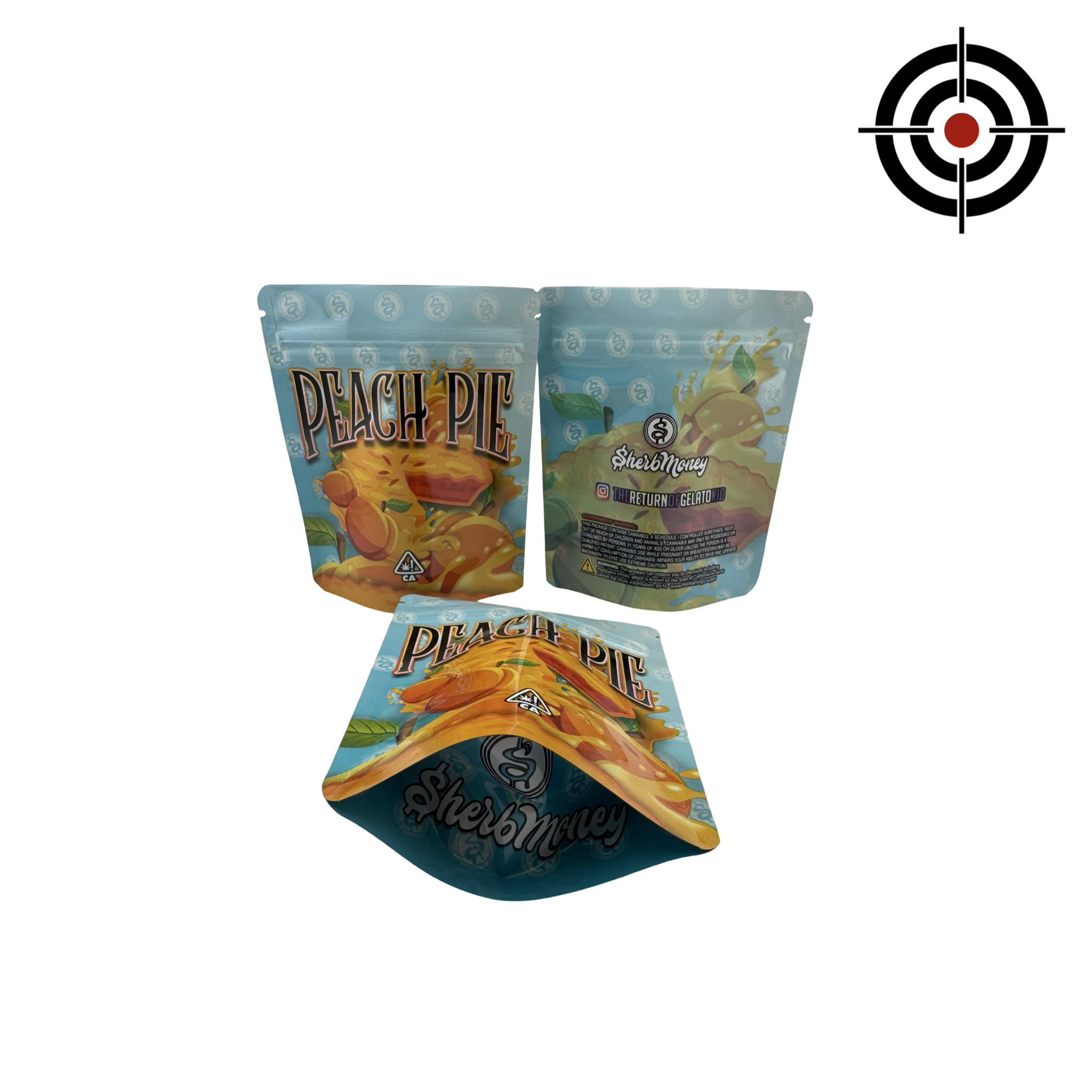 Peach Pie Mylar Bags 3.5g SherbMoney